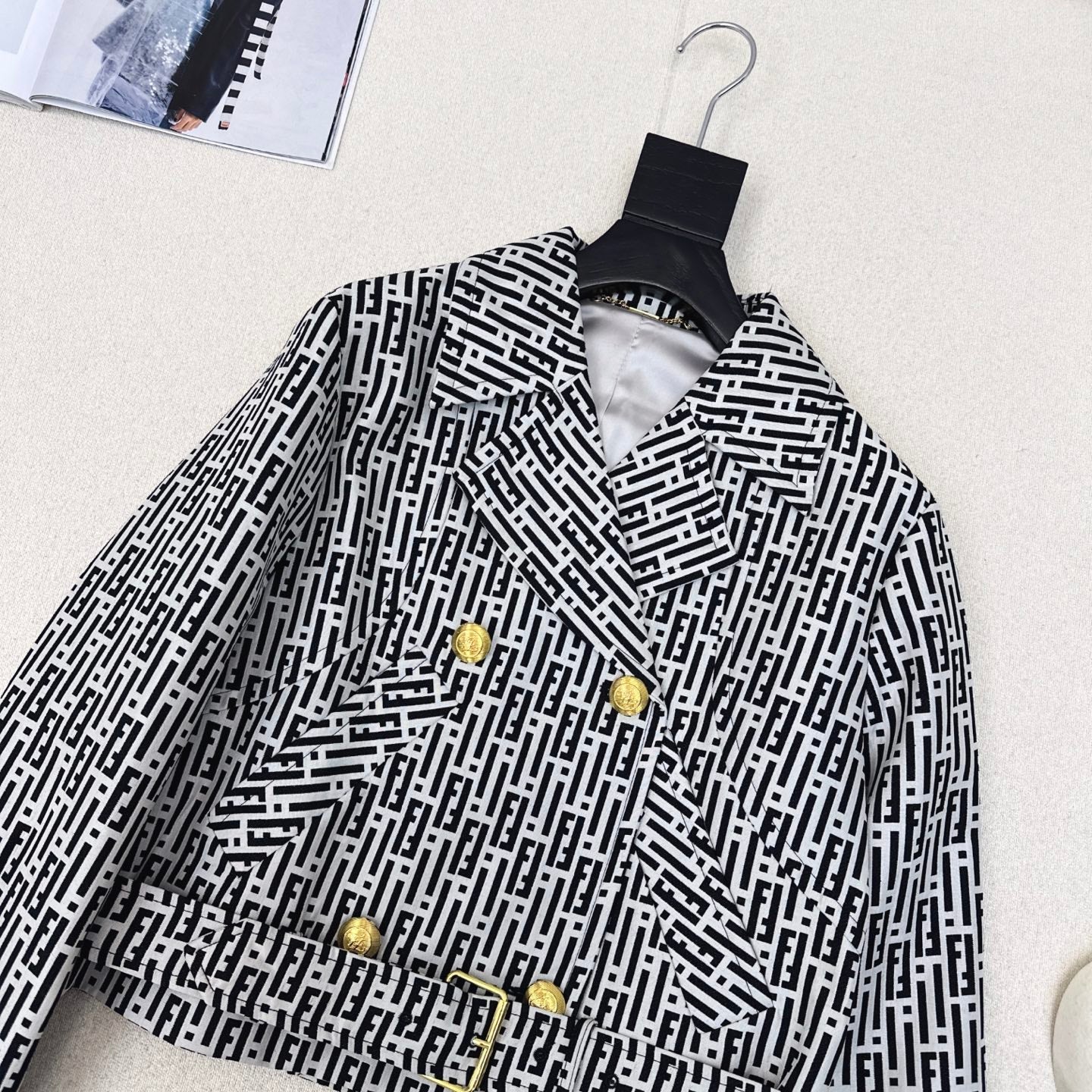 Fendi 25 Windbreaker Jacket Black White Cotton