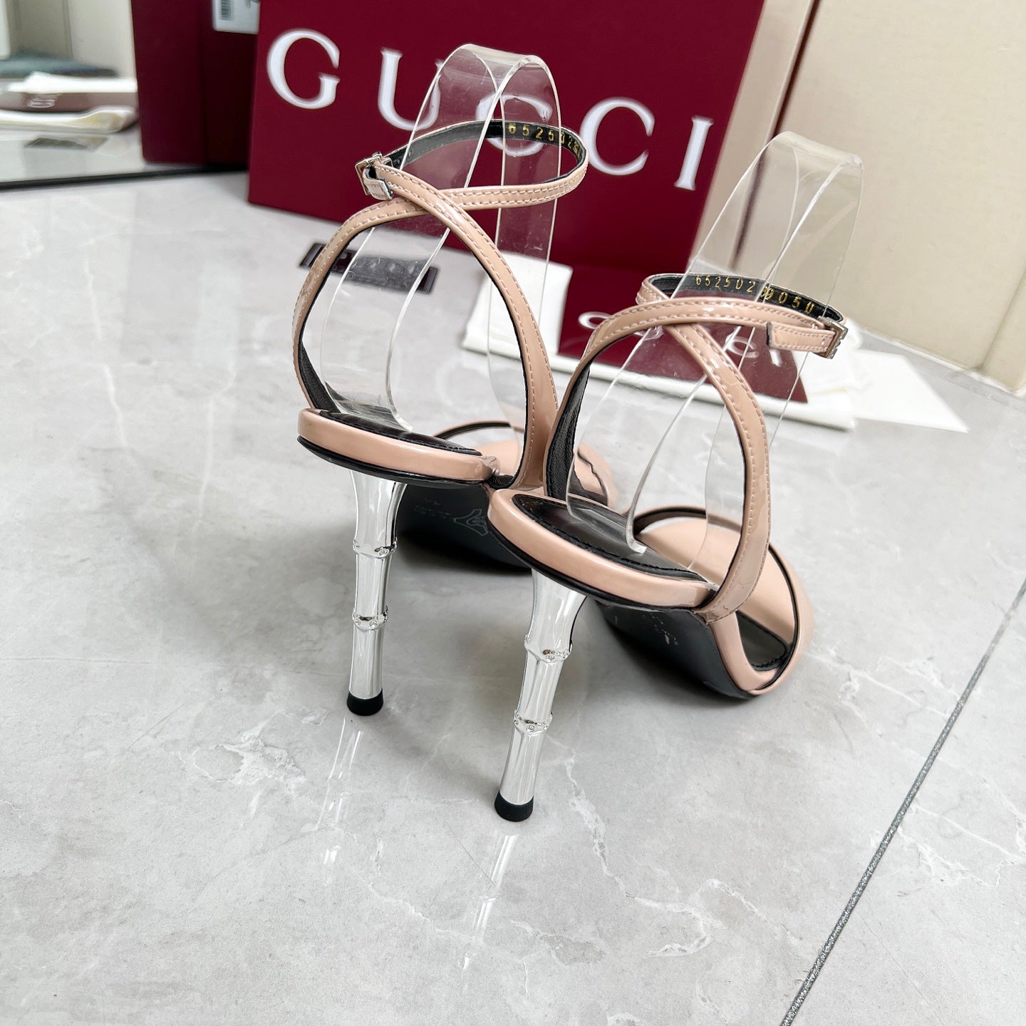 GC 25 Heeled 95mm Sandals Nude Patent Leather 293861
