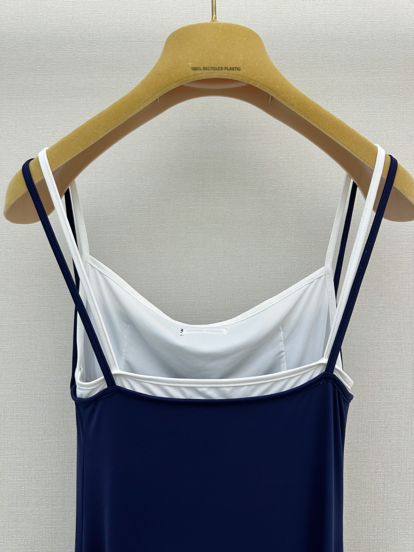 MiuMiu 2026 Slip Dress Navy White Cotton 648439