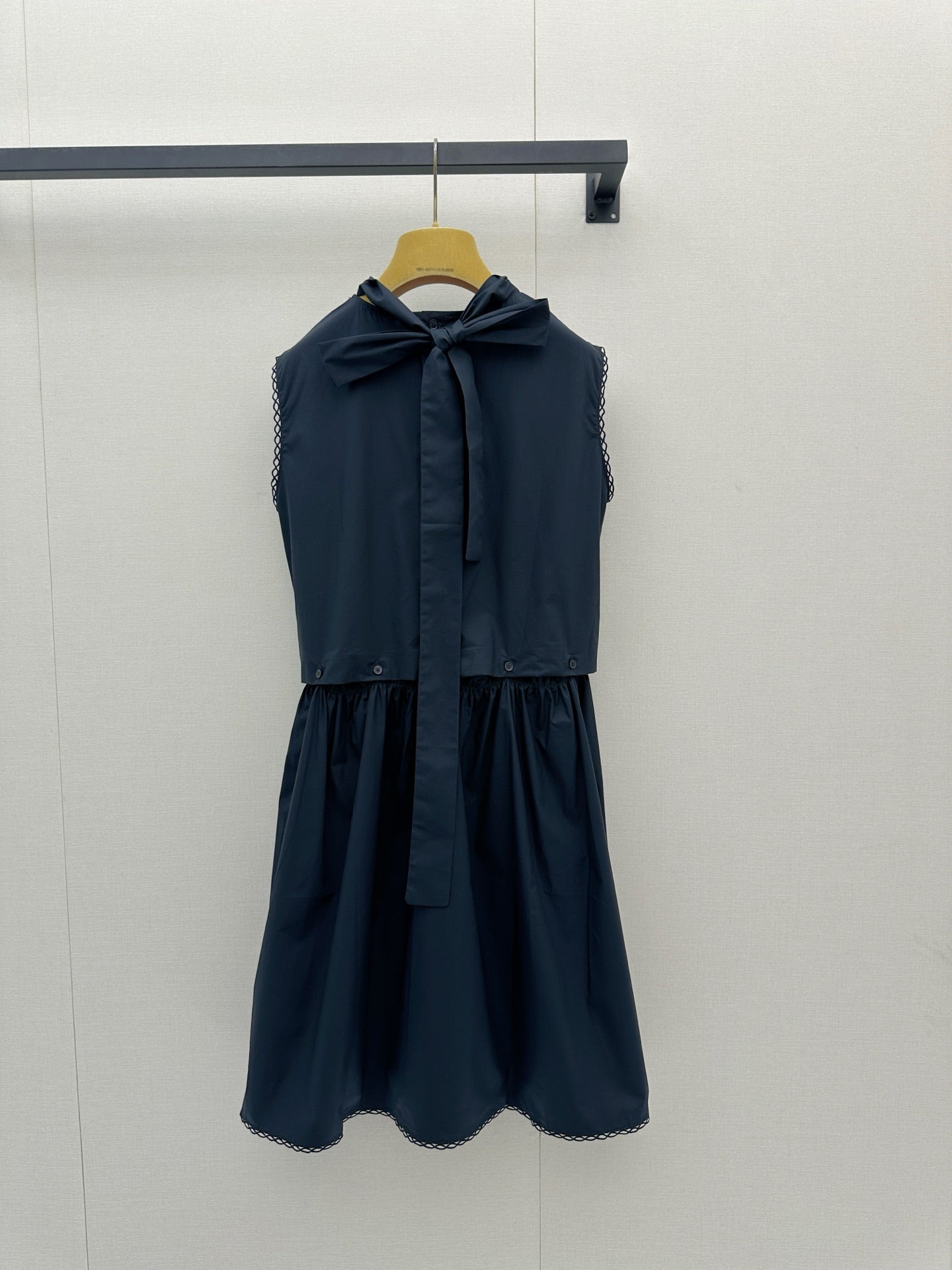MiuMiu 2026 Sleeveless Dress Navy Green Cotton 648450