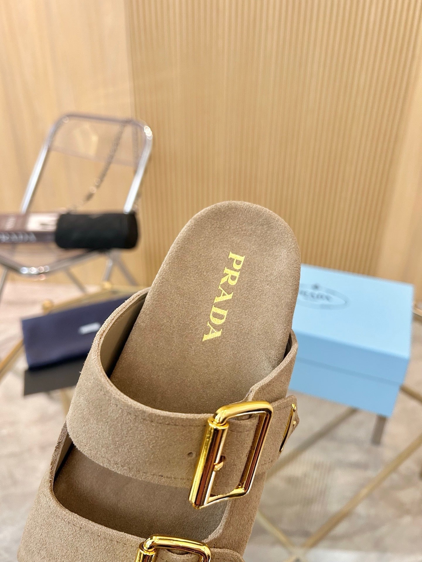 Prada 2026 Retro Triangle-Logo Sandals Suede 778905
