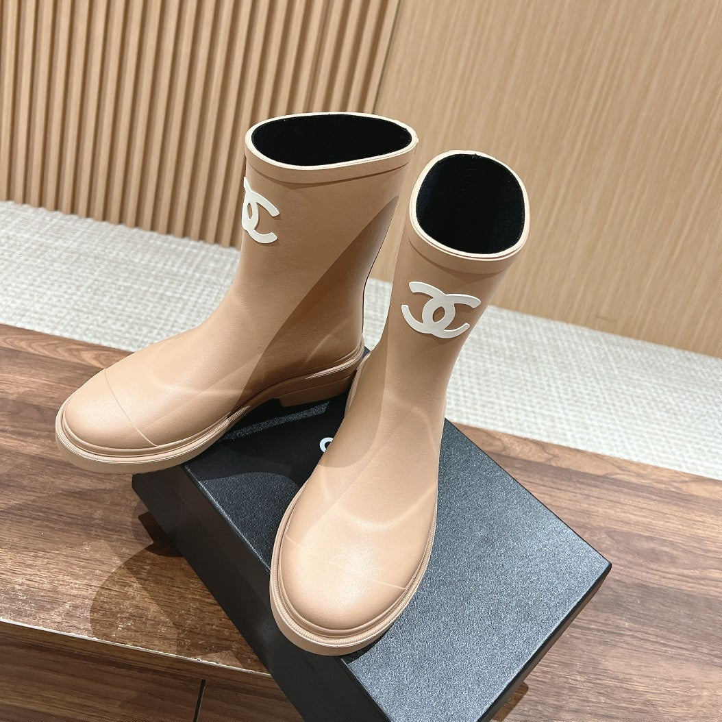 CC RAIN BOOTS BEIGE CREAM TPU WITH WHITE LOGO
