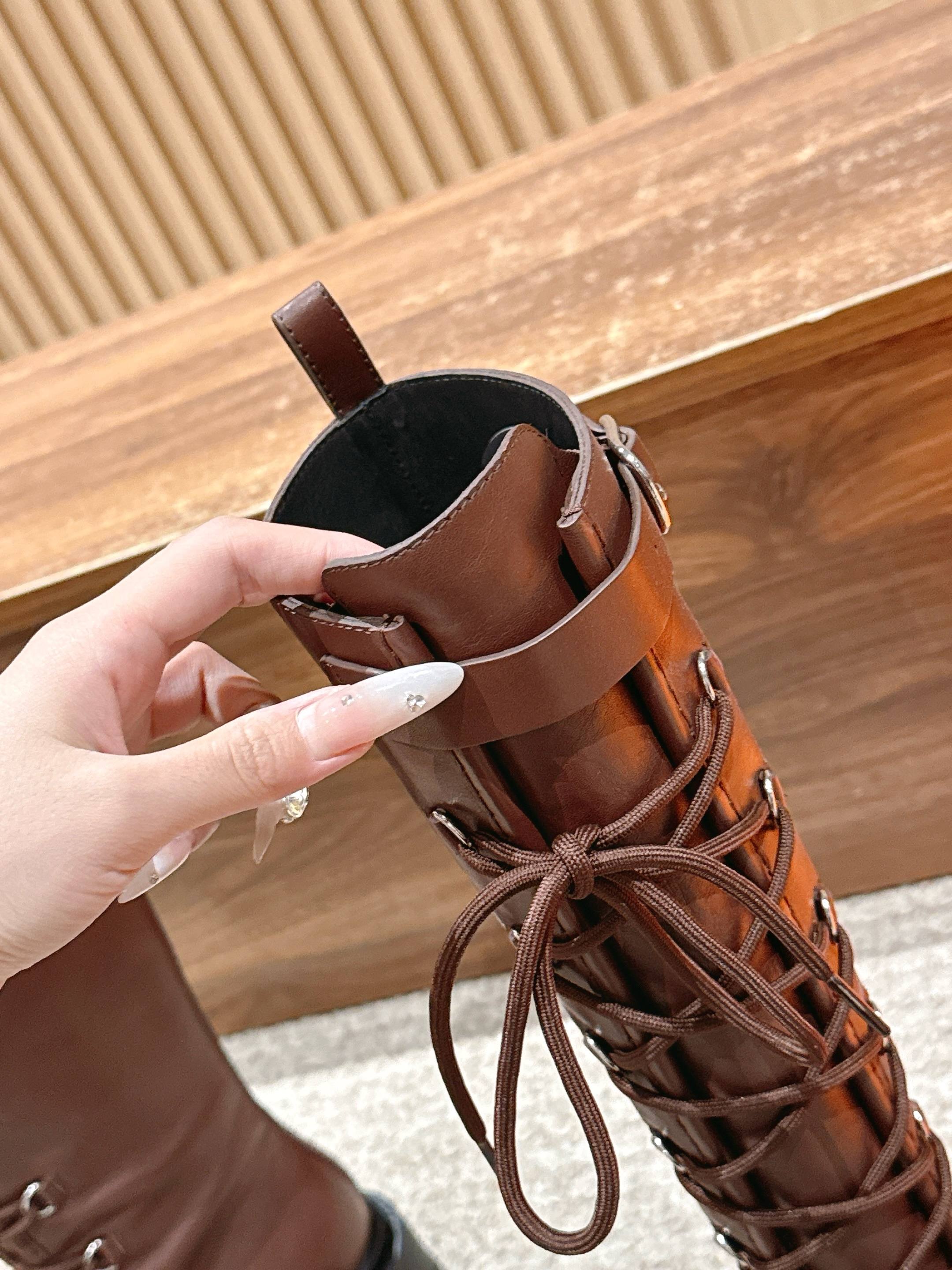 HM 25 High Boots Chocolate Brown mix Black Calfskin 512529