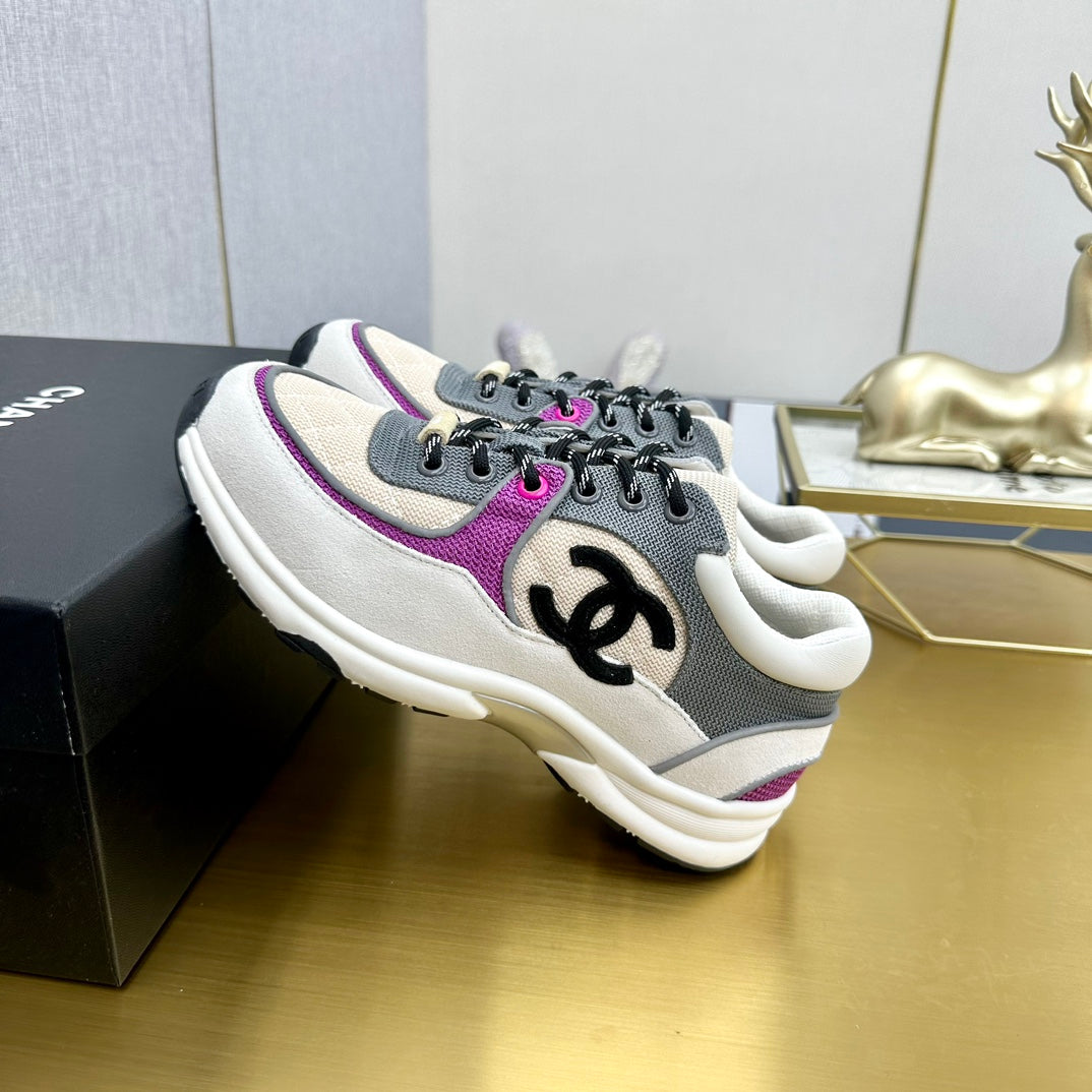 CC 2026 Casual Sneakers White Beige Gray Canvas Suede 668065