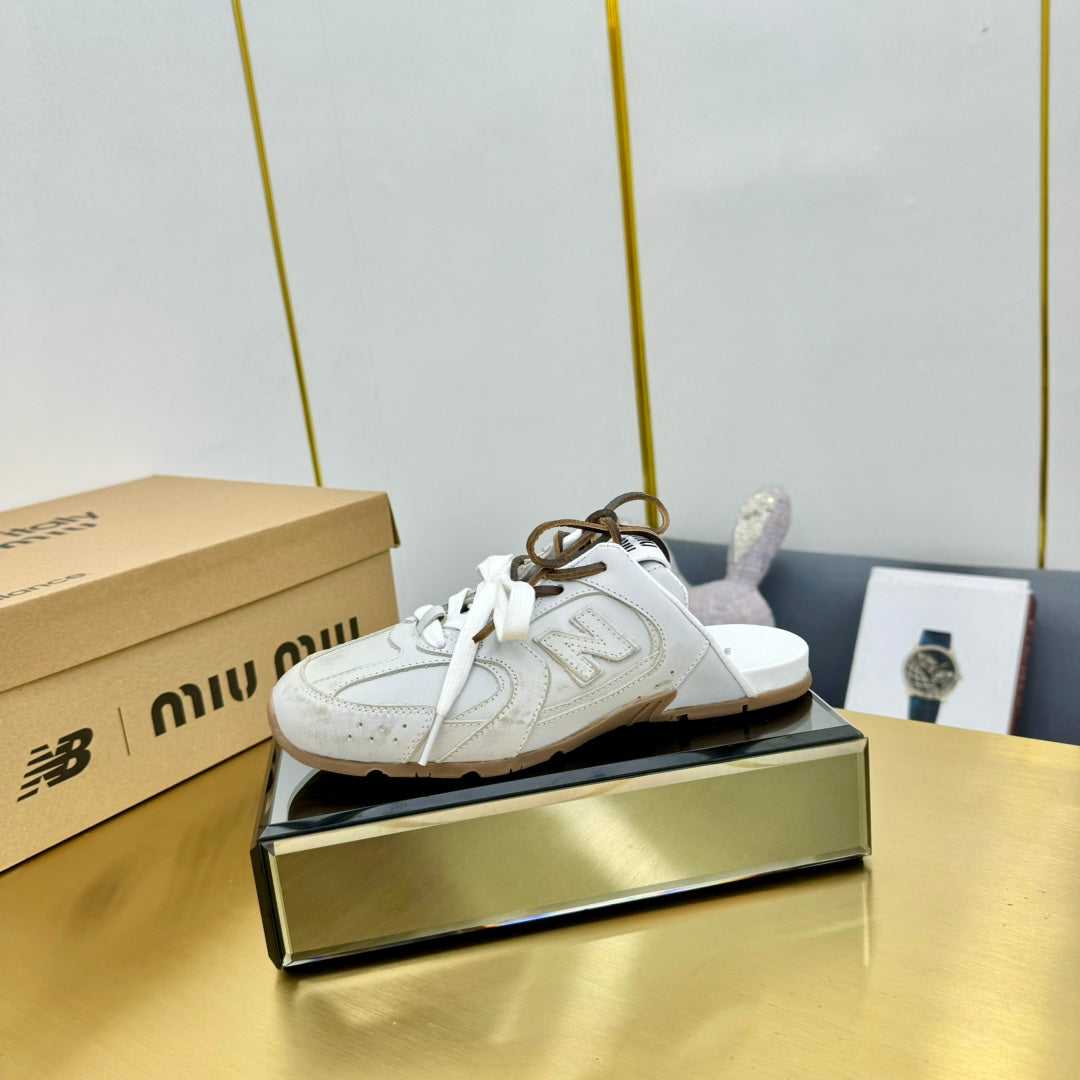 Miu x NB 530 SL Mules White Leather 855113