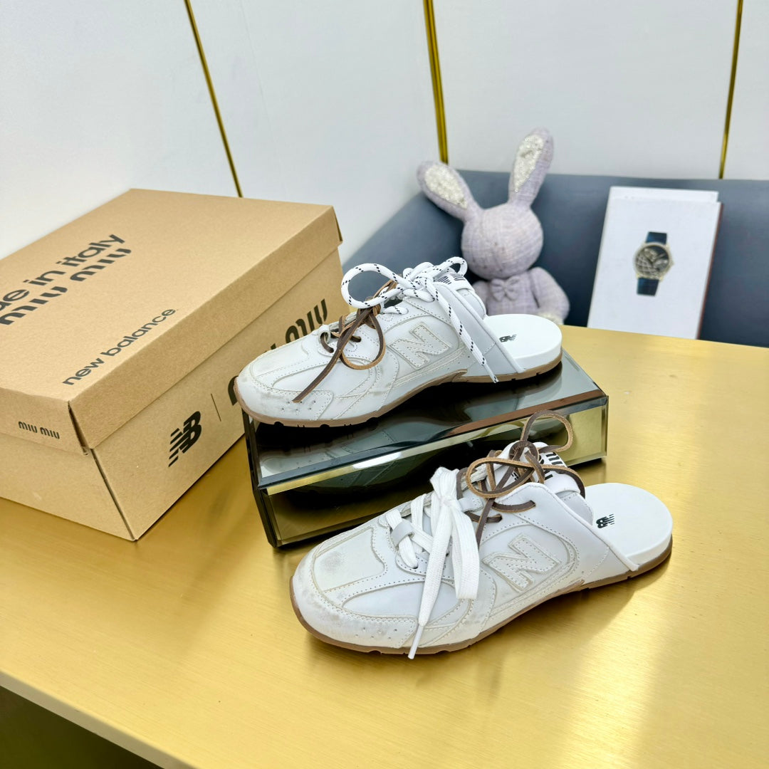 Miu x NB 530 SL Mules White Leather 855113