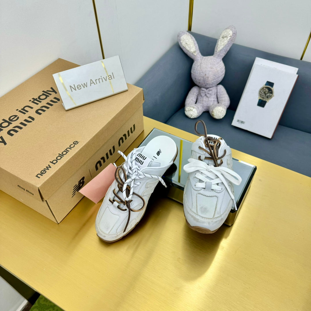Miu x NB 530 SL Mules White Leather 855113