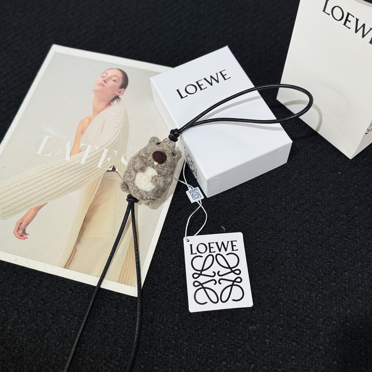 Loewe Animal Charm Gray Felt and Calf