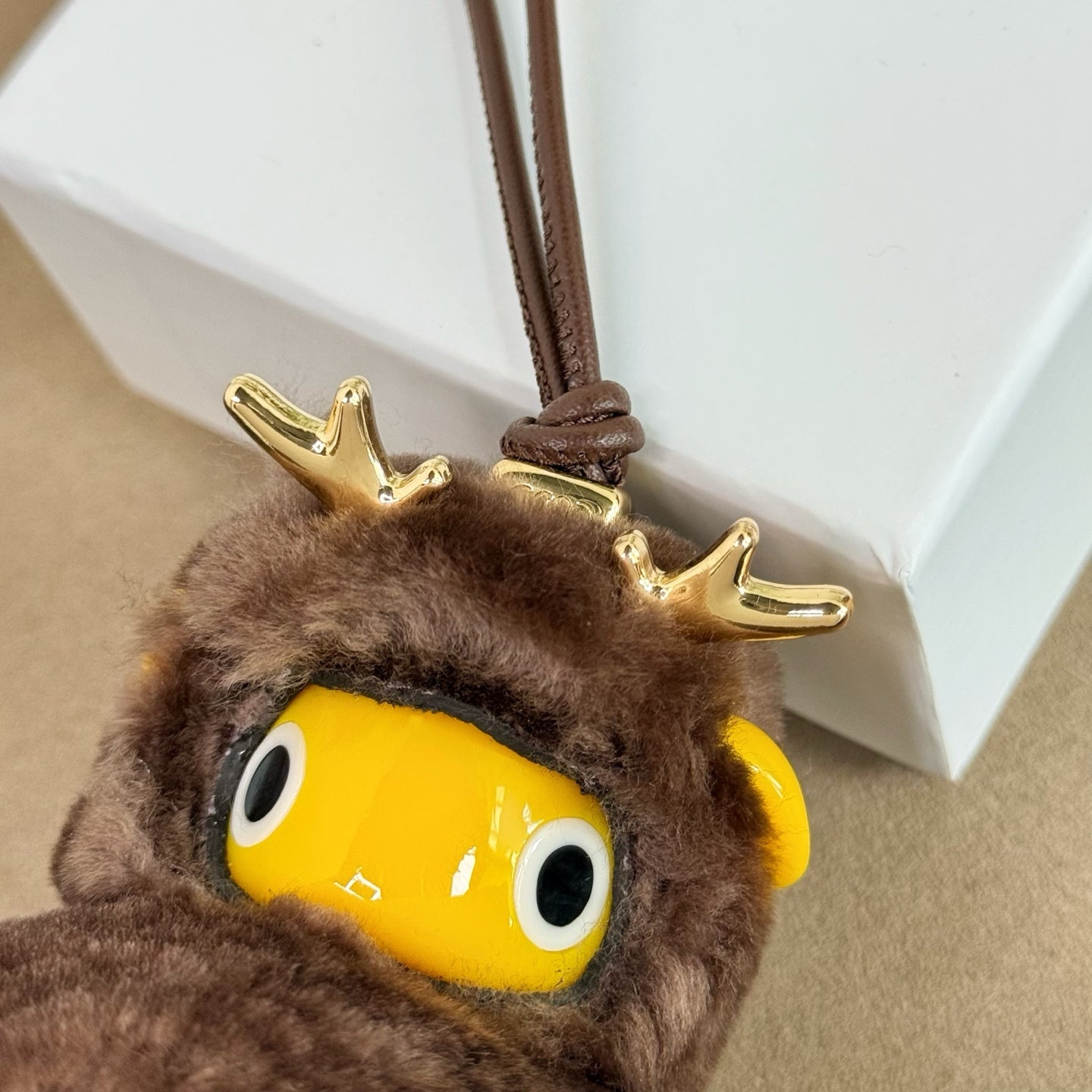 Loewe Puzz Little Elf Reindeer Charm Brown Yellow Wool