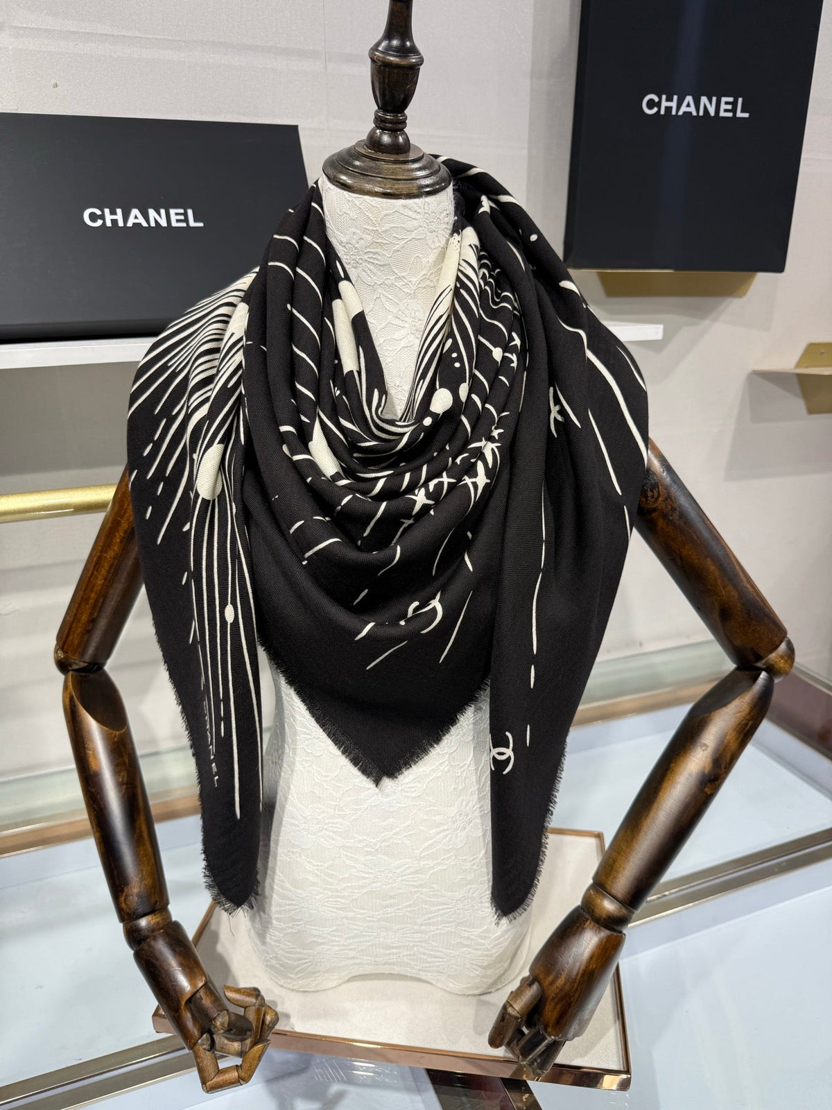Chanel 2026 Cosmic Star Scarf 140cm Silk And Cashmere 215140