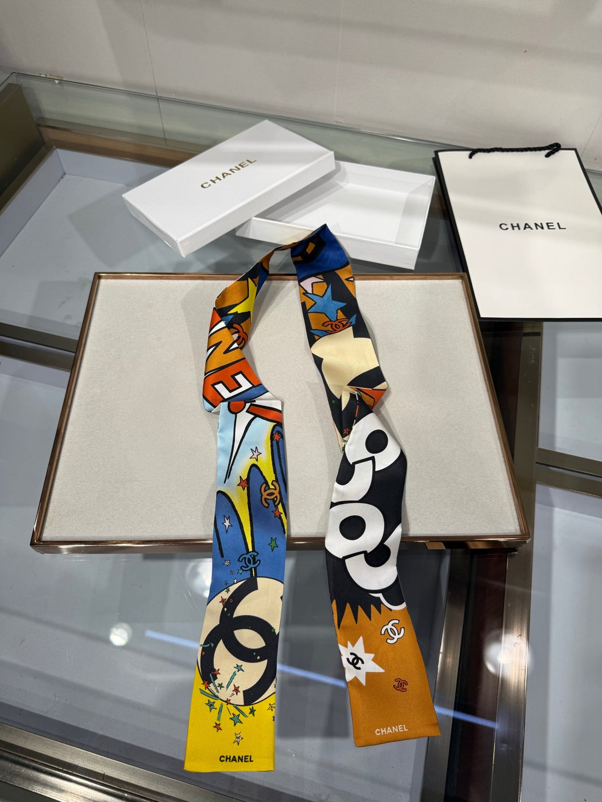 Chanel 2026 Bandeau Scarf 120cm Colorful Silk 215592