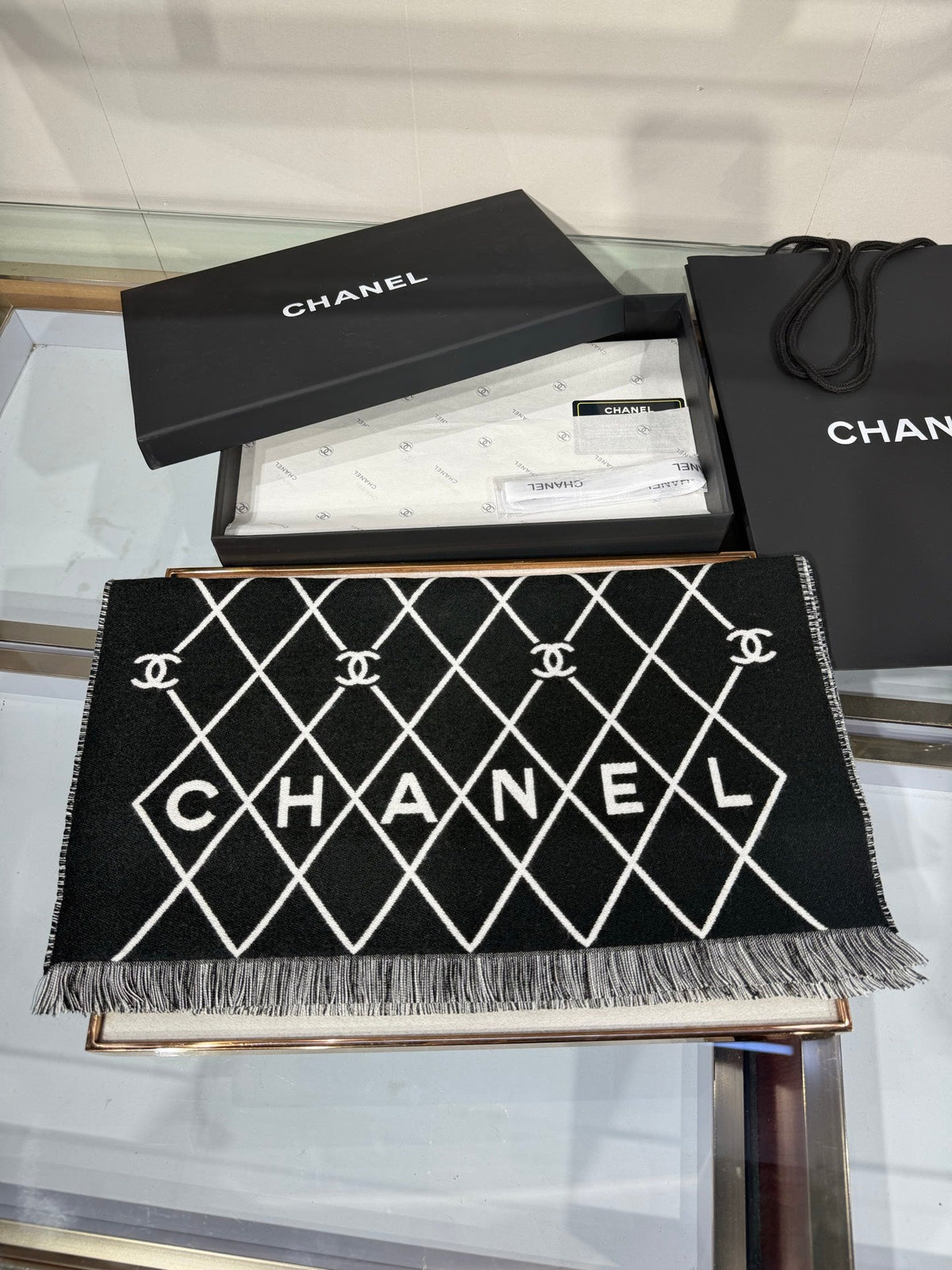 Chanel 2026 Quilted Scarf 190cm Cashmere 217120