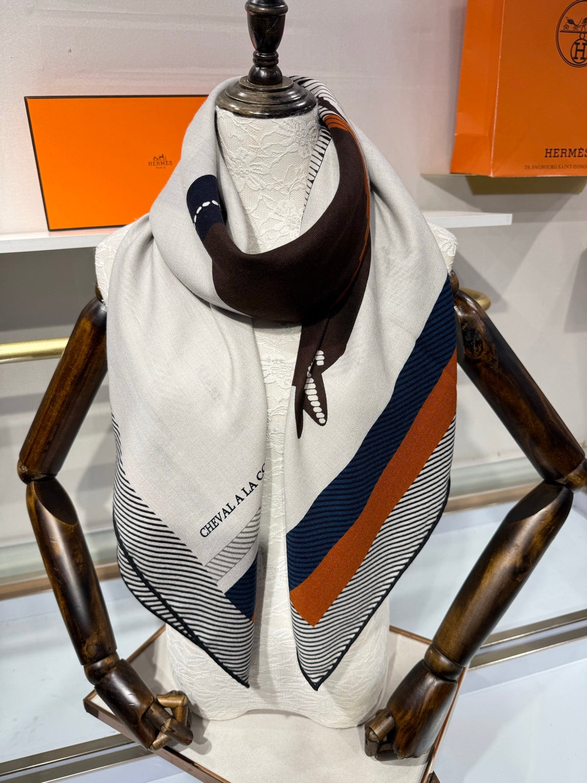 Hermes 2026 Cheval à la Couverture Spirale Square Scarf 140cm Cashmere Silk