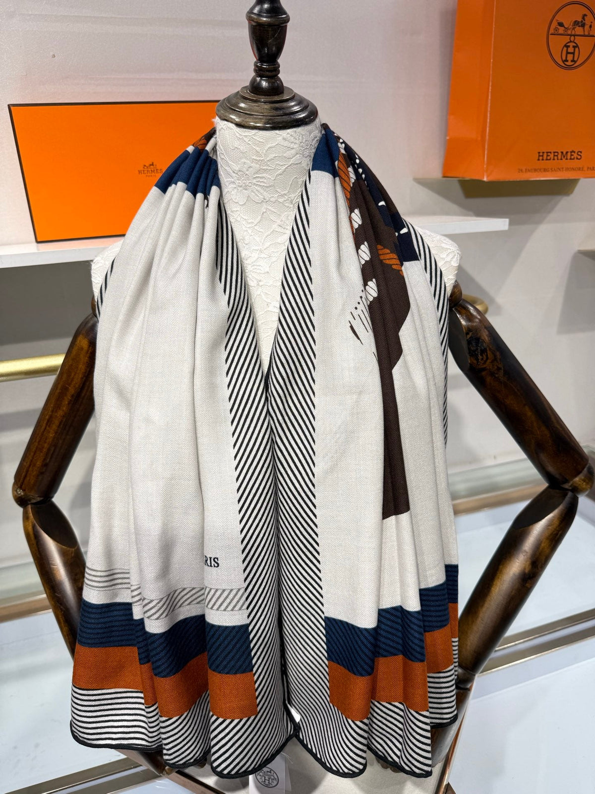 Hermes 2026 Cheval à la Couverture Spirale Square Scarf 140cm Cashmere Silk