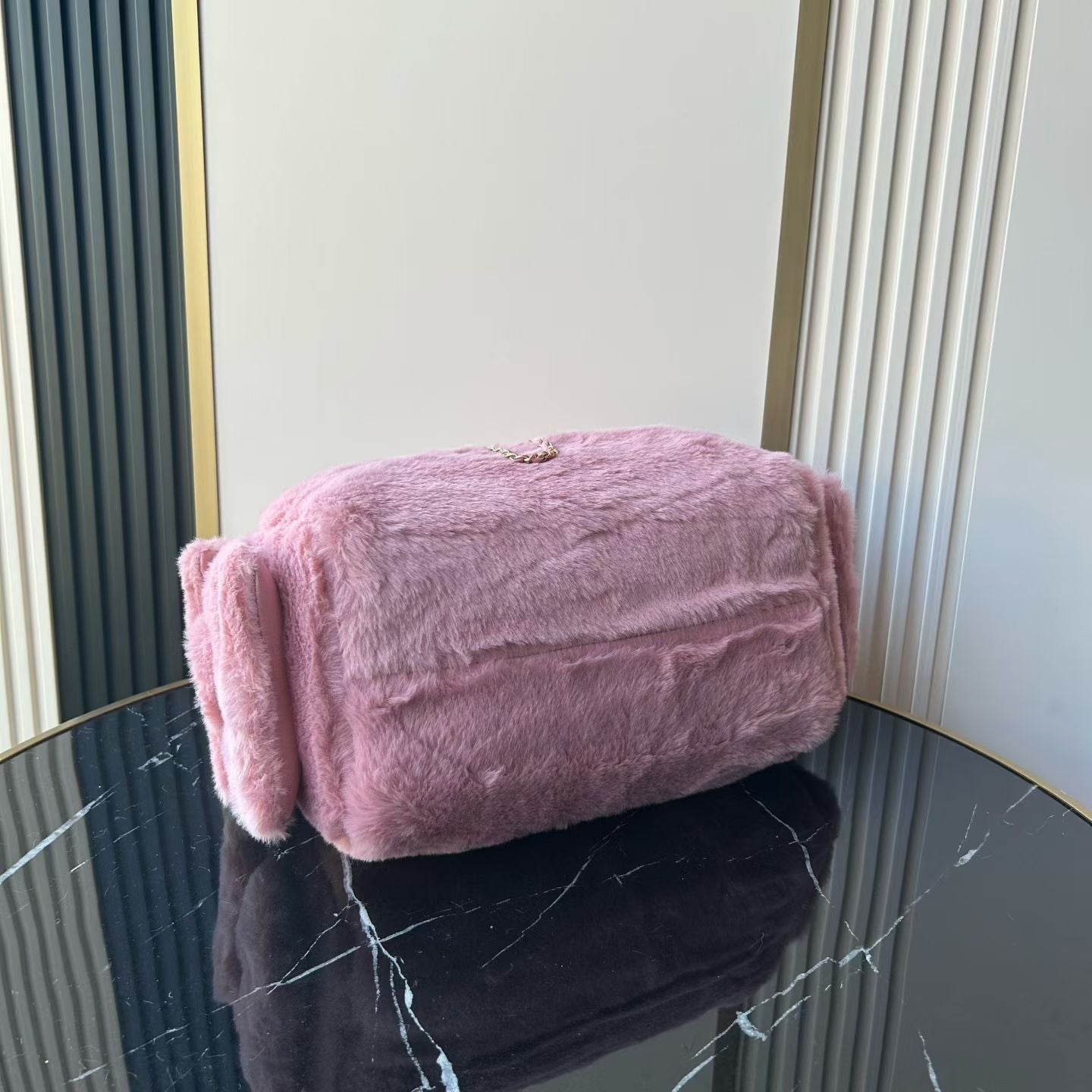 Chane 2026 Hobo Bag 30cm Pink Fur Leather