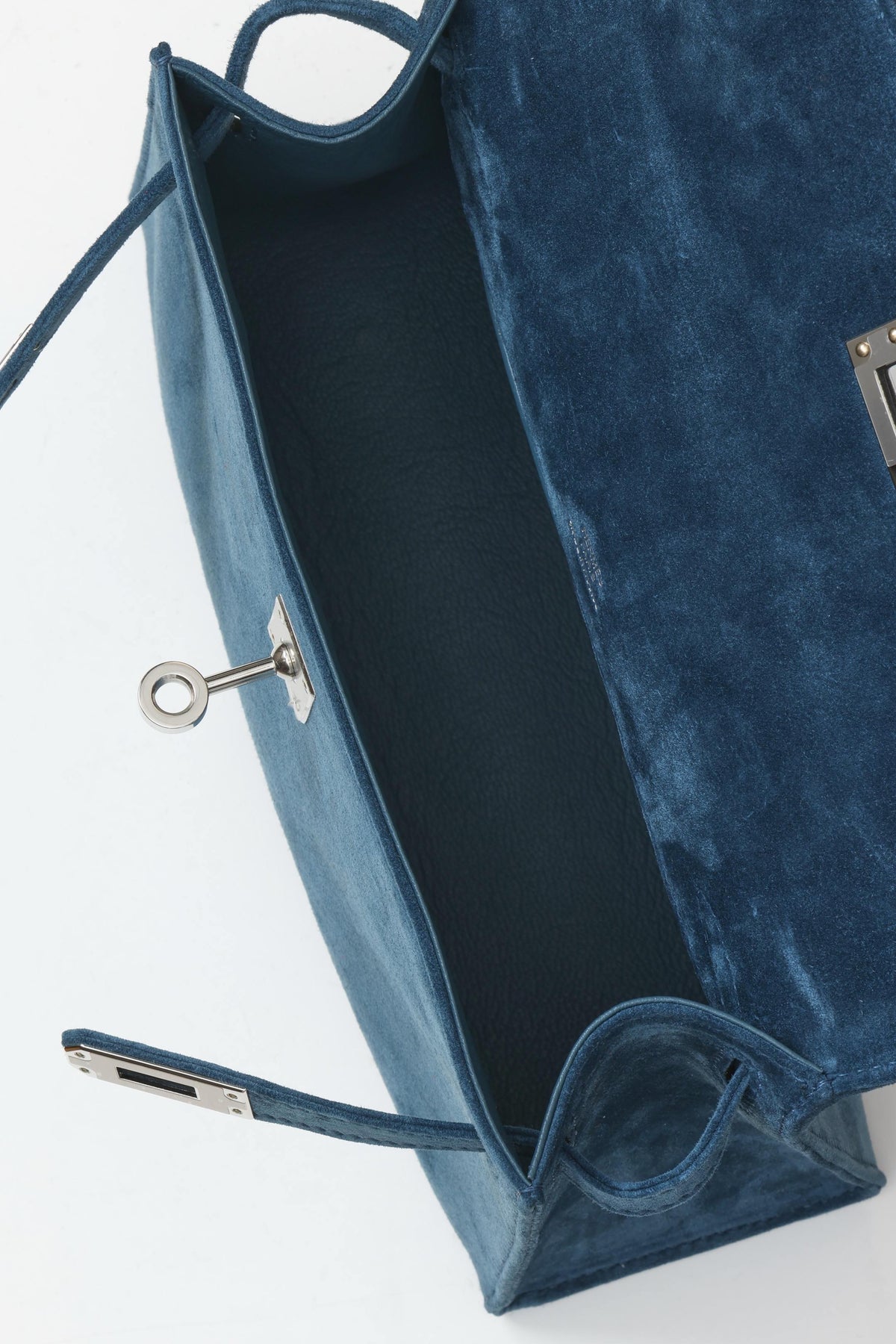 High-end Hermes 2026 Kelly Pochette 22cm Bag Navy Blue Suede