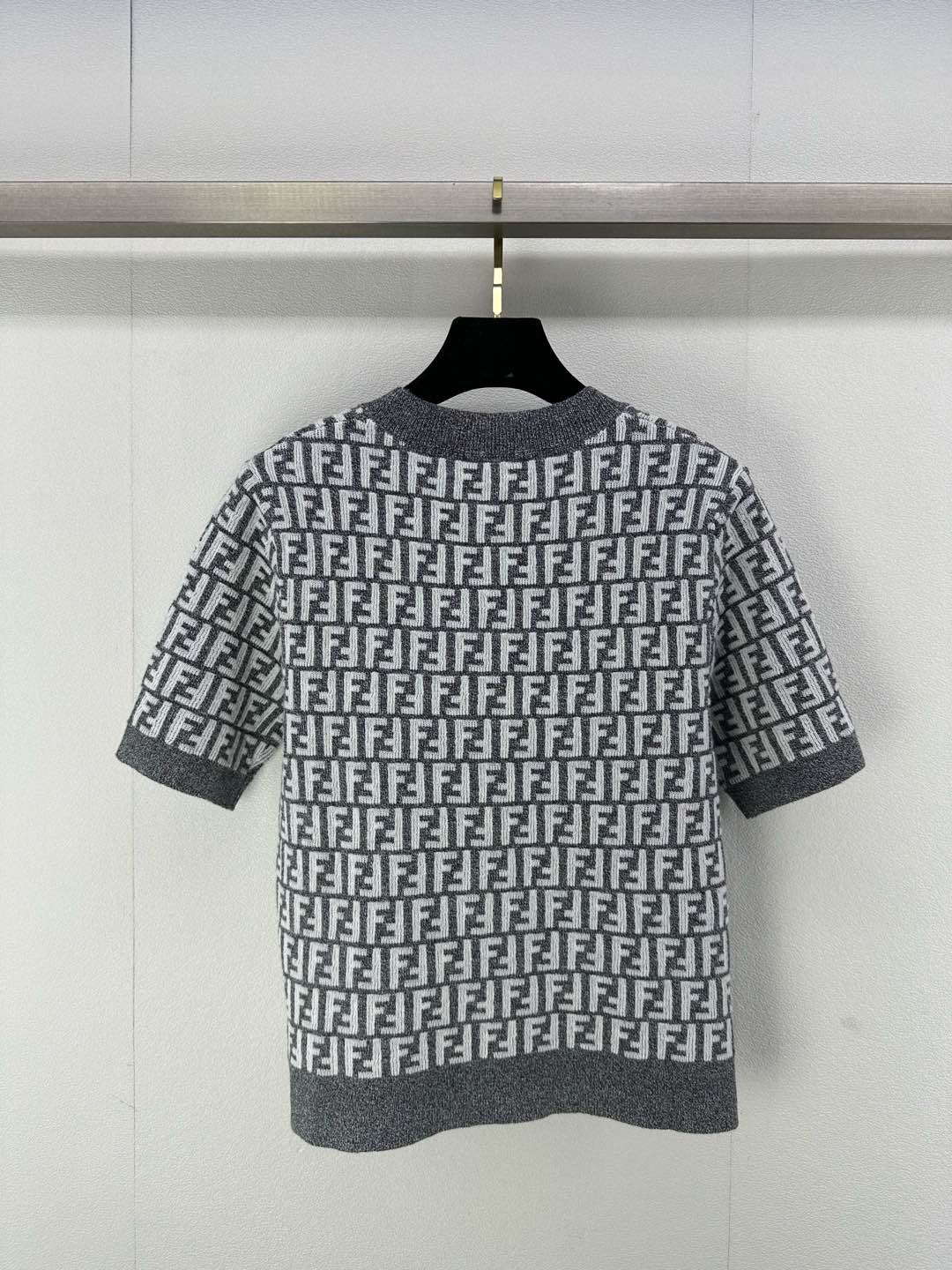 Fendi 25 Knitted Round Neck Short Sleeves Gray Wool F155