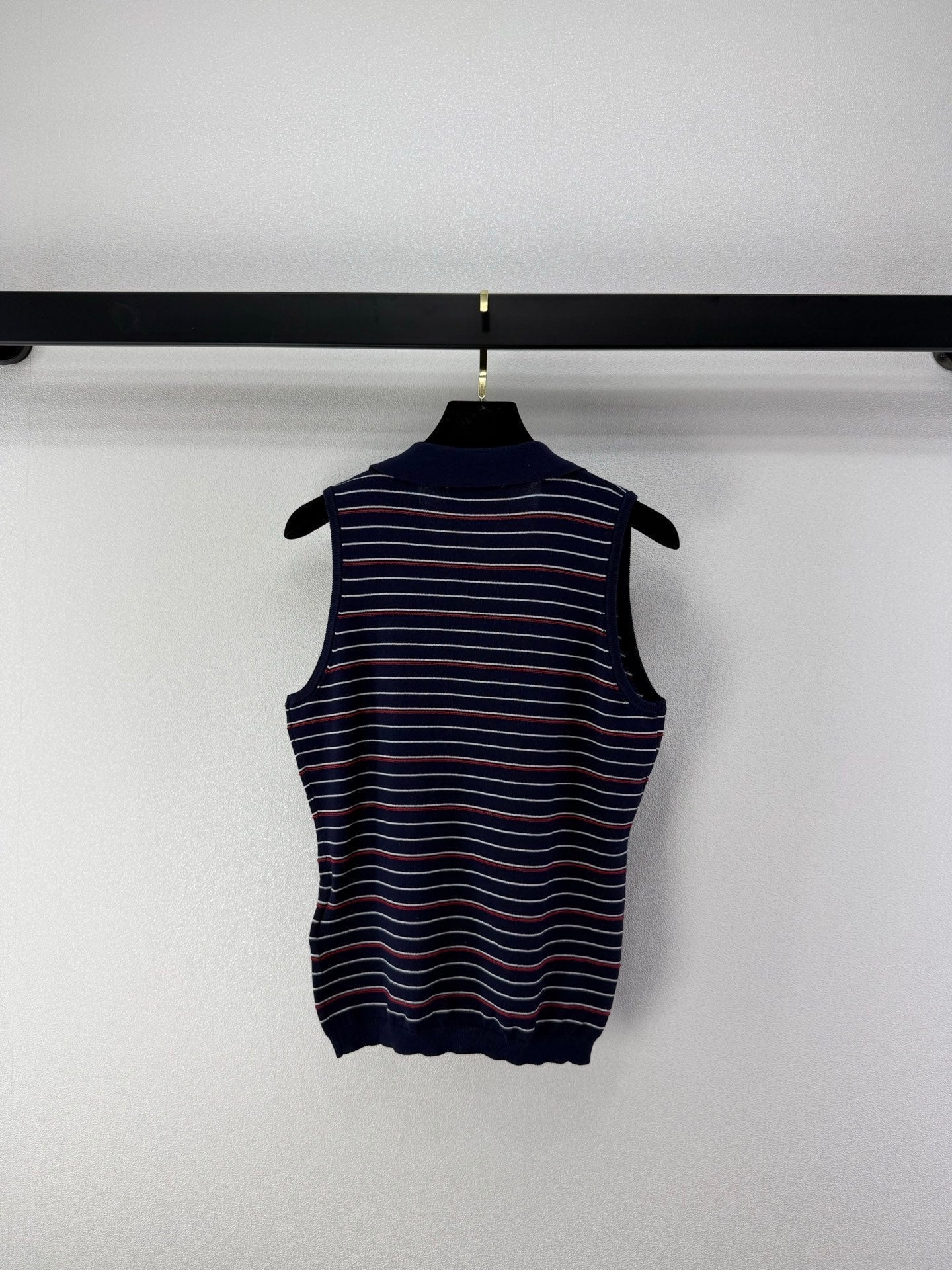 Miumiu 2026 Striped Collared Vest Tencel 395603