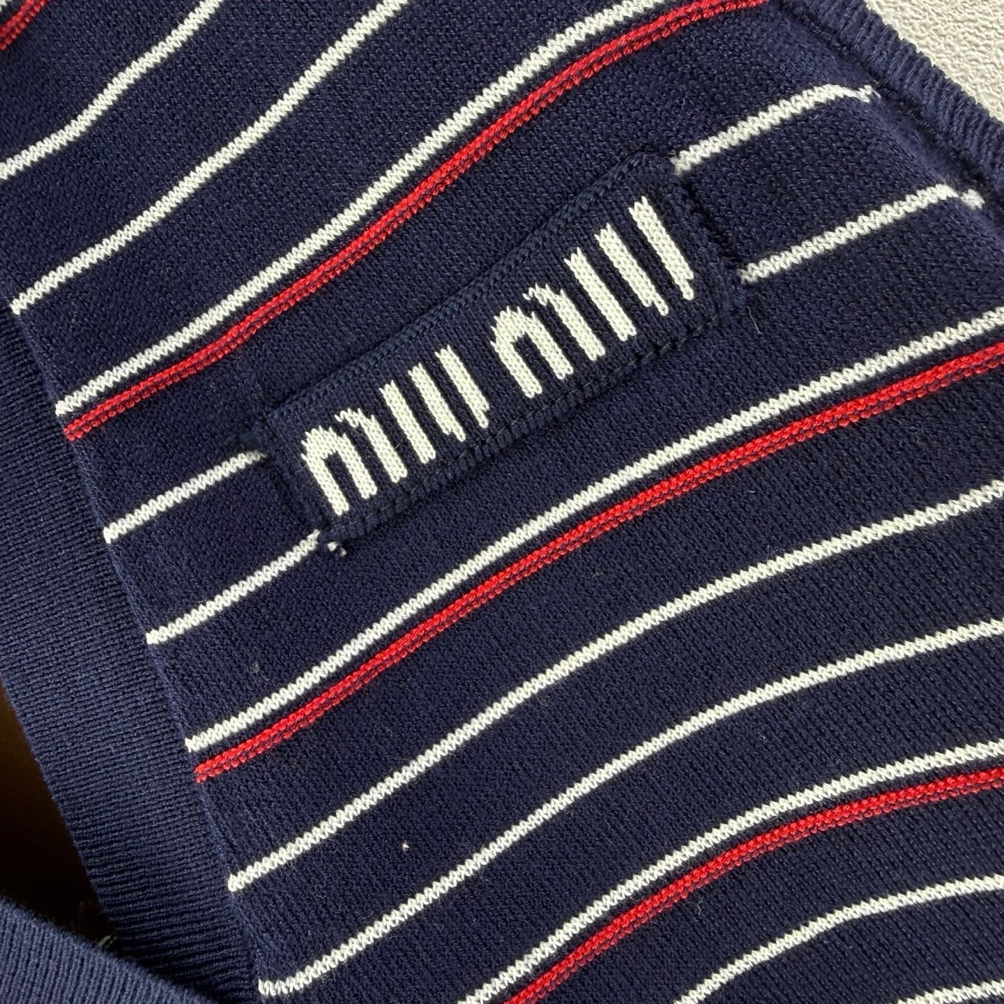 Miumiu 2026 Striped Collared Vest Tencel 395603