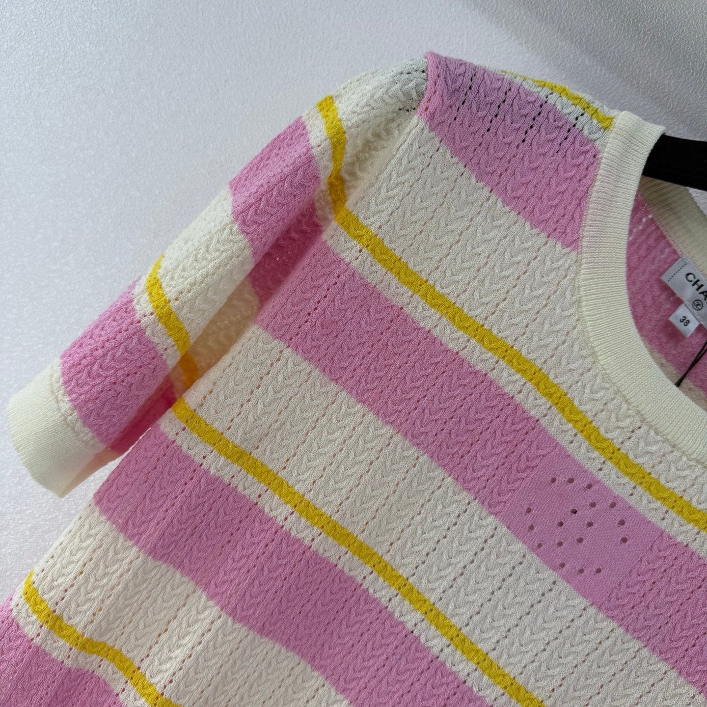 Chanel 2026 Striped Short-sleeve Top Cotton Wool Cashmere 395495