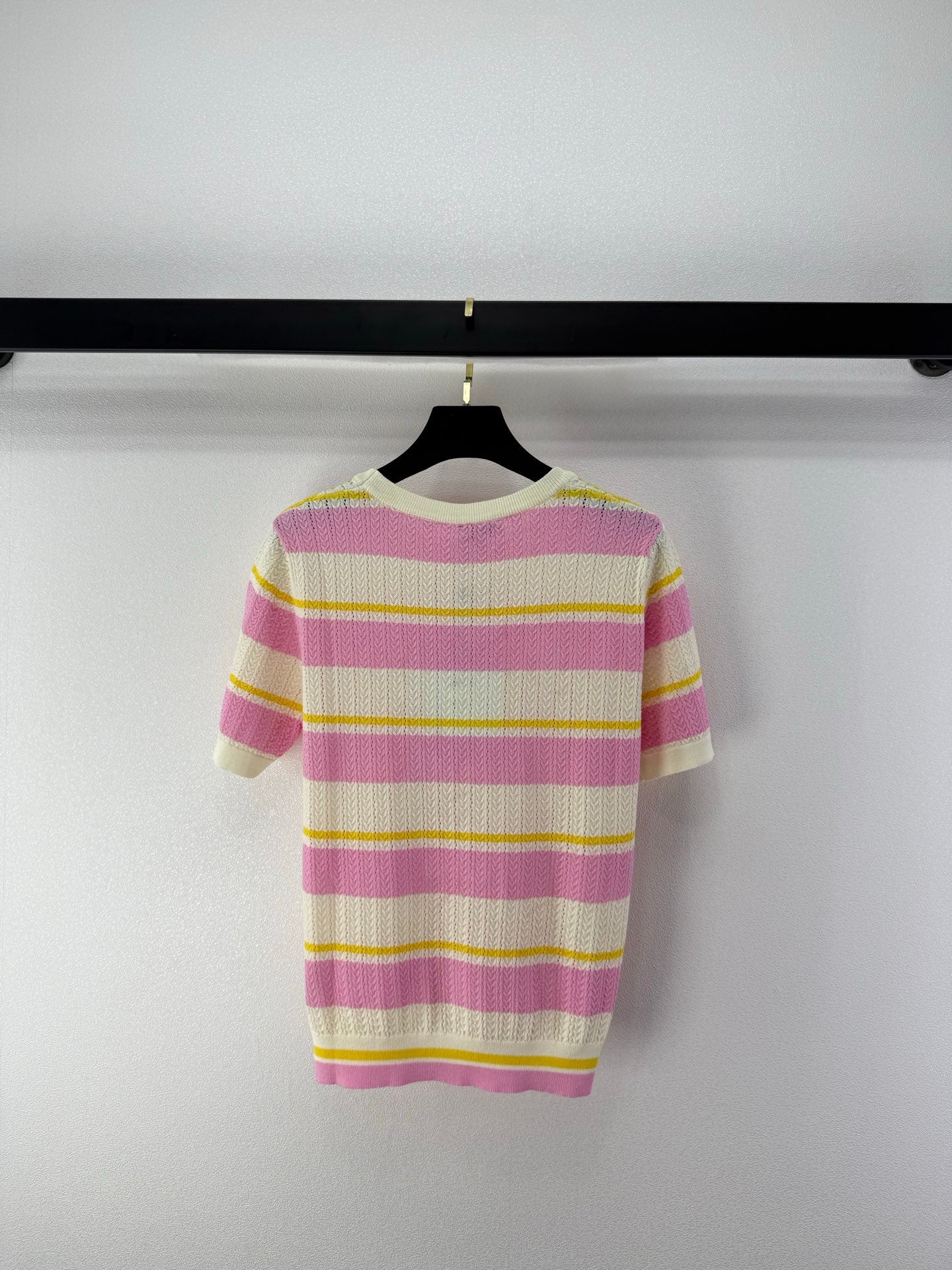 Chanel 2026 Striped Short-sleeve Top Cotton Wool Cashmere 395495