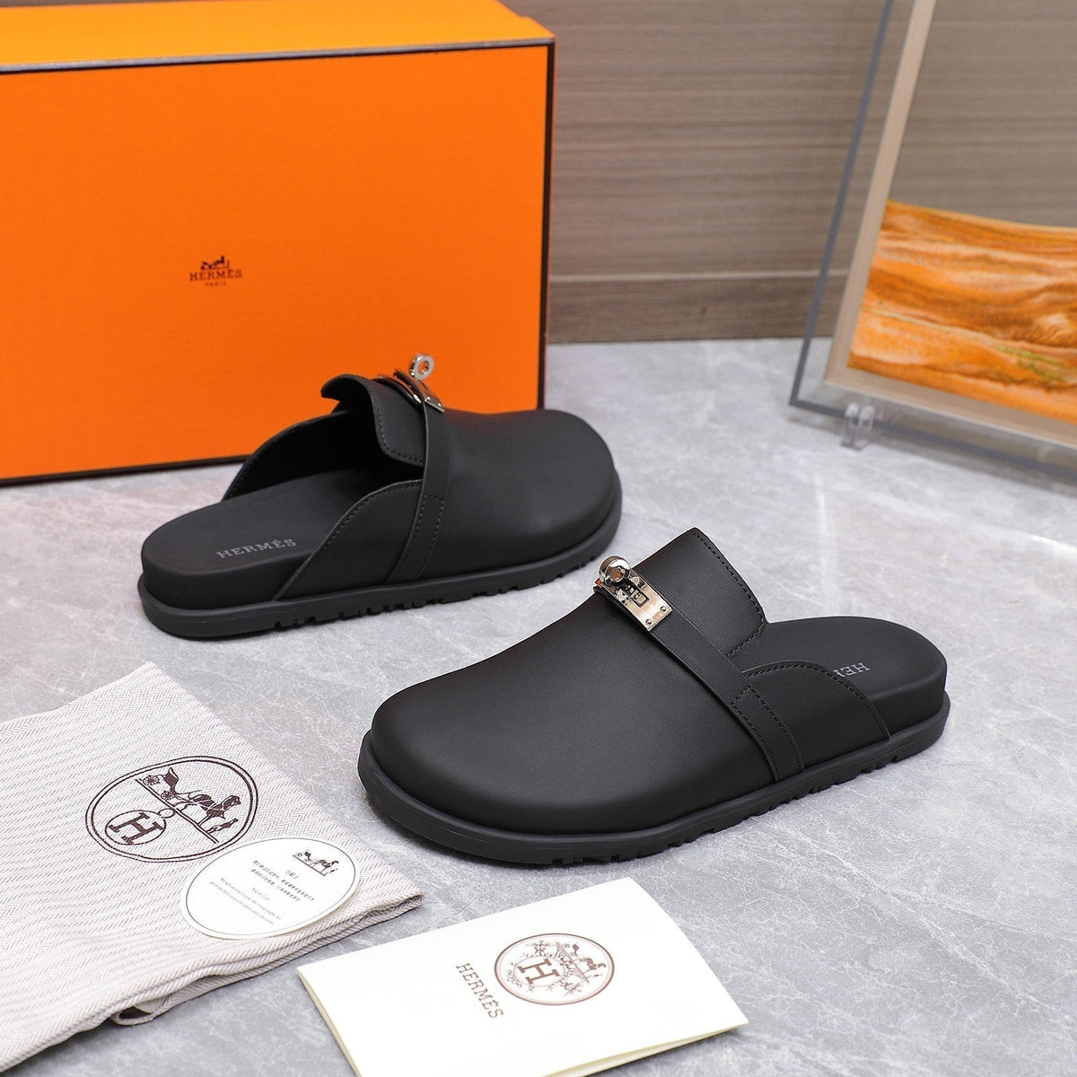 HM 25 Carlotta Mule Black Calfskin