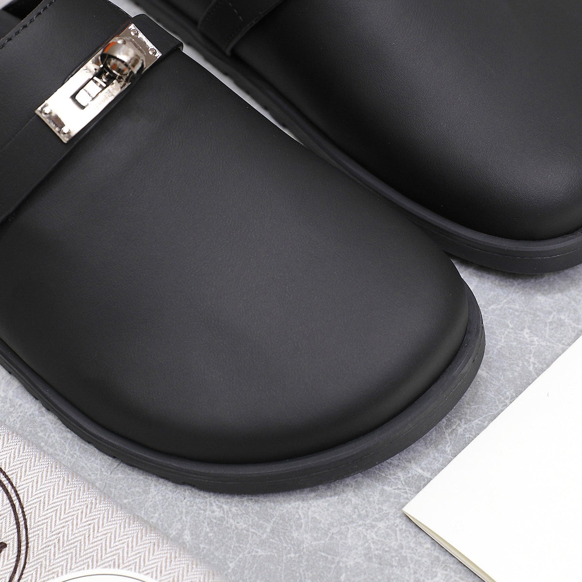 HM 25 Carlotta Mule Black Calfskin