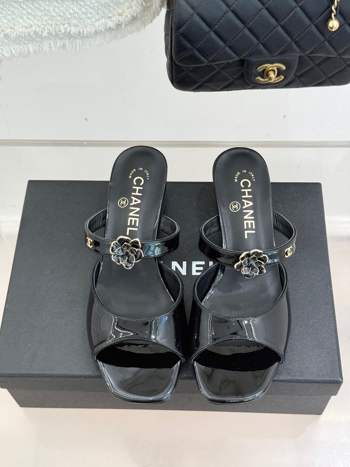 CC 26s High Heeled Sandals 45 Black Patent Leather 643031