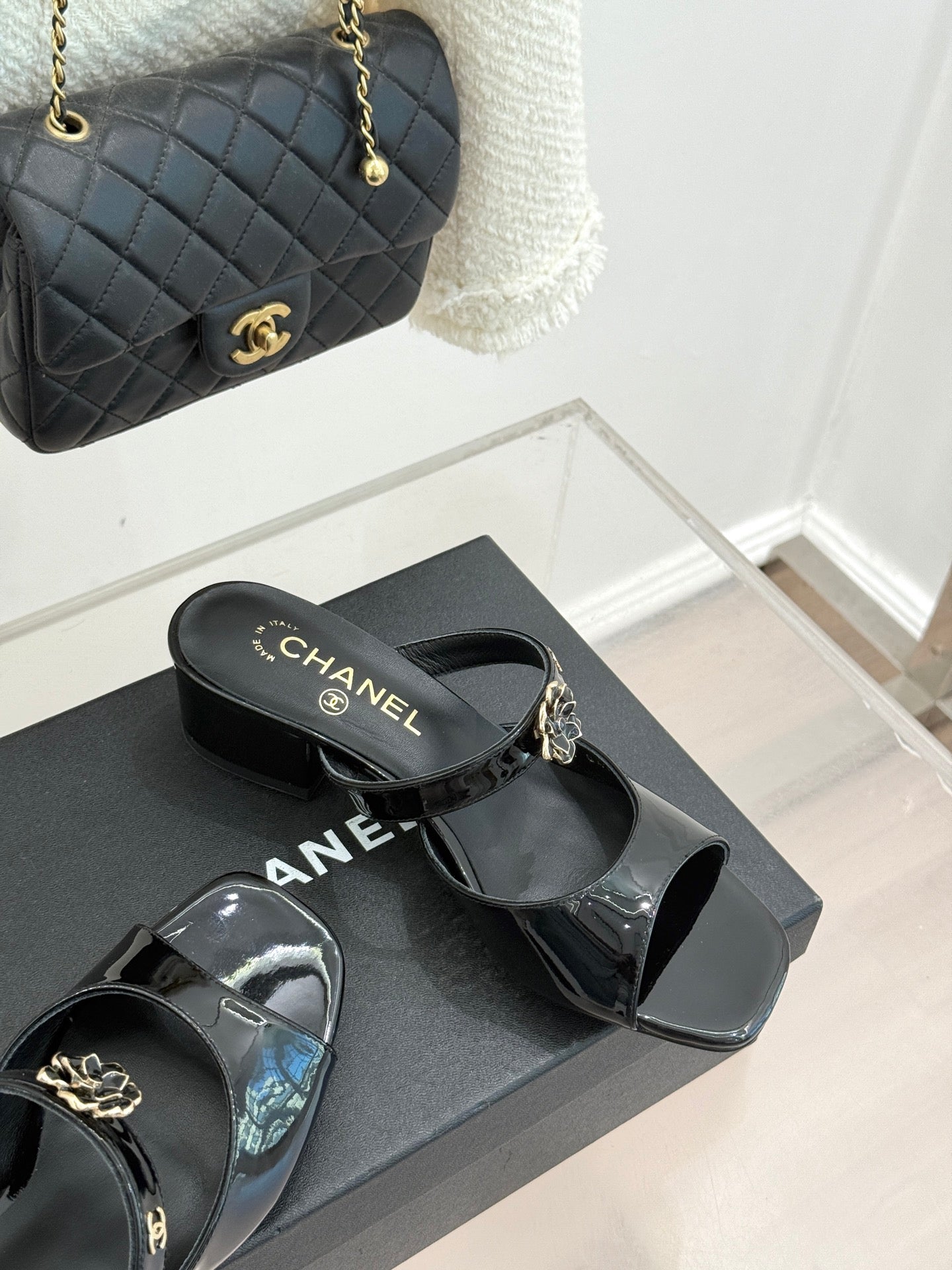 CC 26s High Heeled Sandals 45 Black Patent Leather 643031