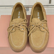 Miu Miu 2026 Lace-Up Loafers Suede Leather 991827