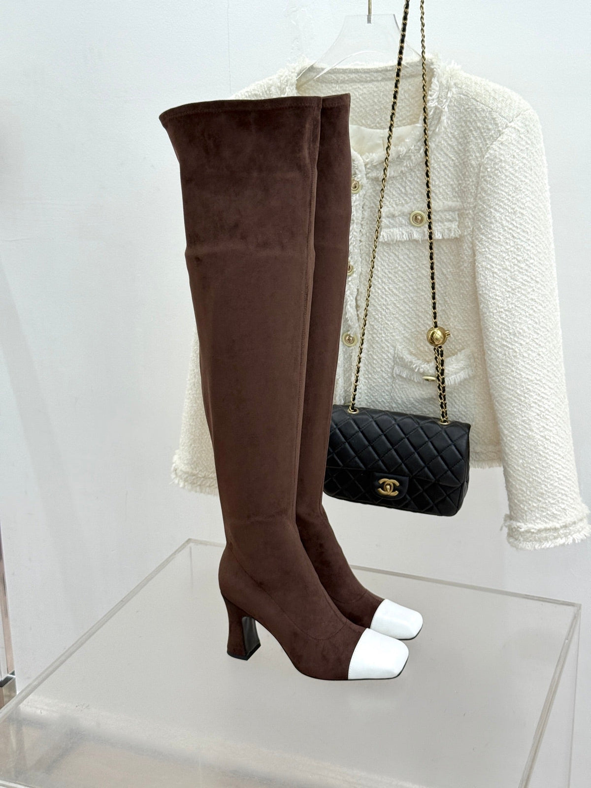 Chanel 2026 Two-Tone Boots 85mm Suede Leather 188517
