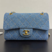 Chanel 2026 Mini Flap Bag 20cm Denim And Grained Calfskin
