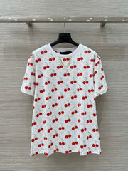 LV Classic Monogram Print Cherry White Red Cotton