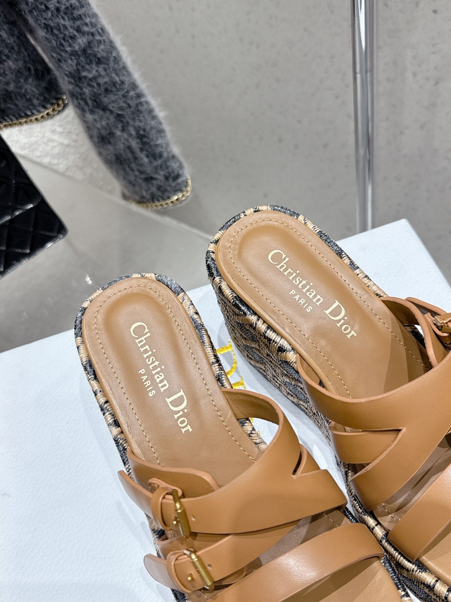 CD 26s Platform Sandal 65 Brown Black Monogram Leather 636348