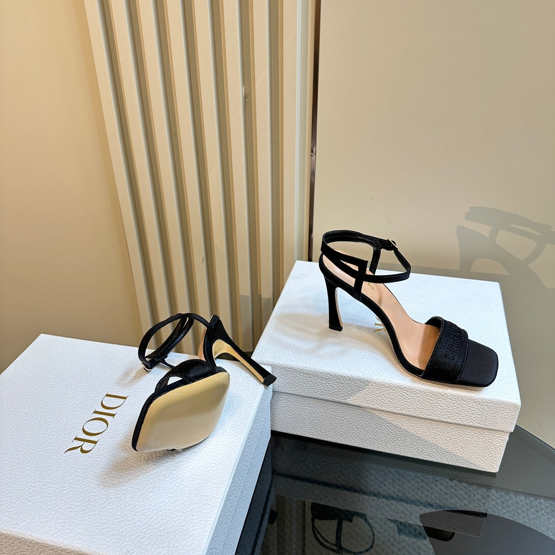 CD Dway Heeled Sandal 105mm Black Silk And Lambskin