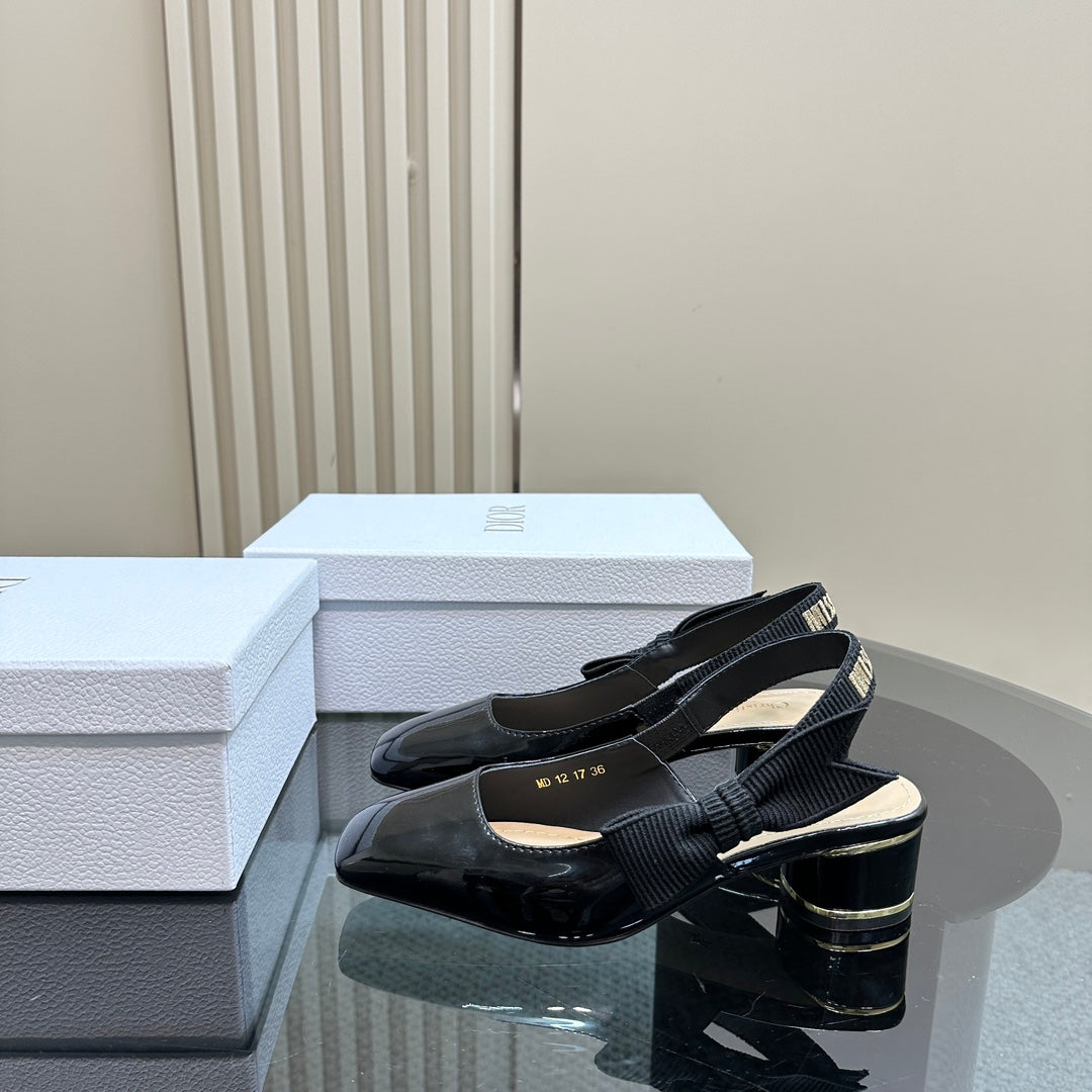 Miss Dior Paris Slingback Pump In Black Glossy Cowhide 998868