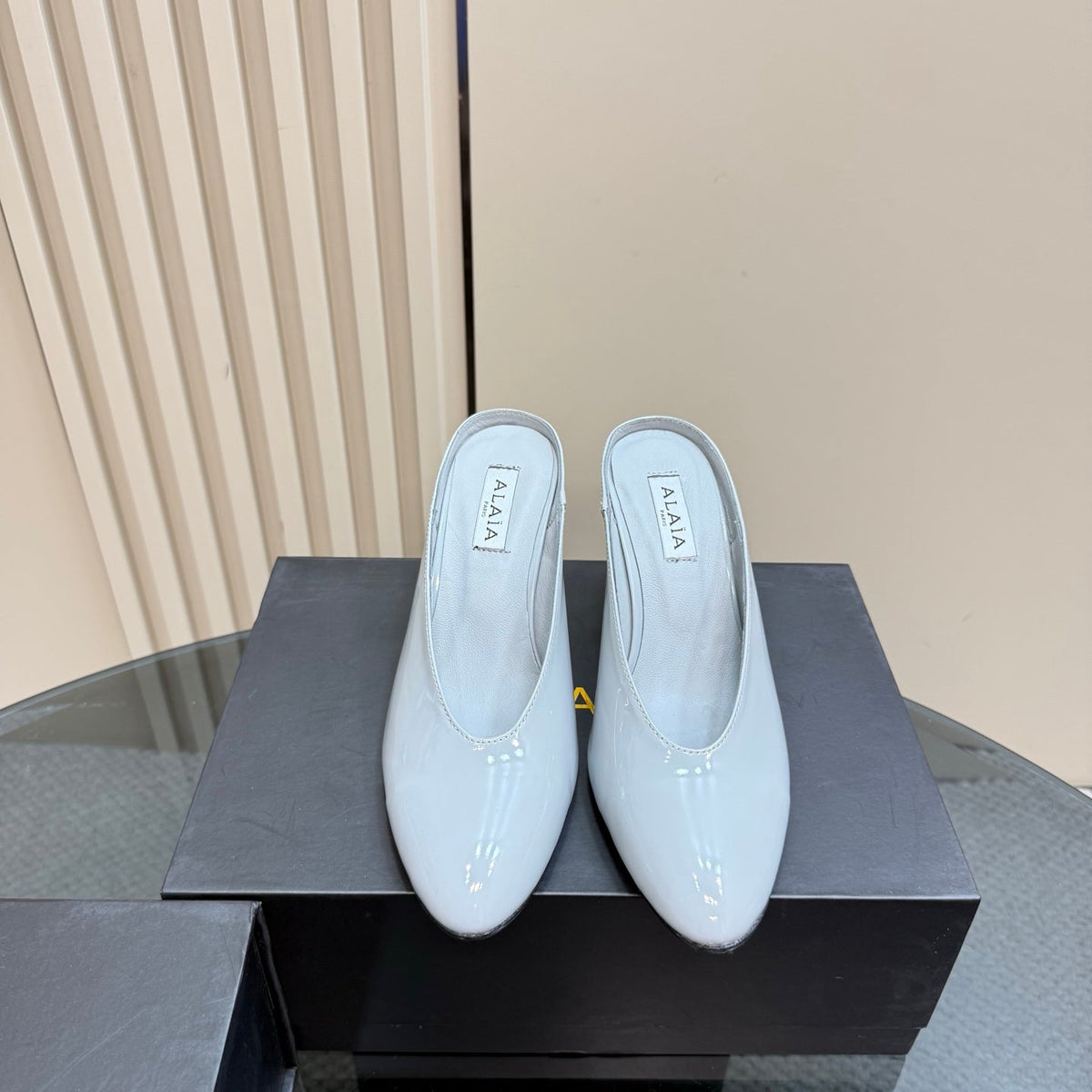 Alaia 2025 Curve Wedge Mules Ivory Lambskin 299671