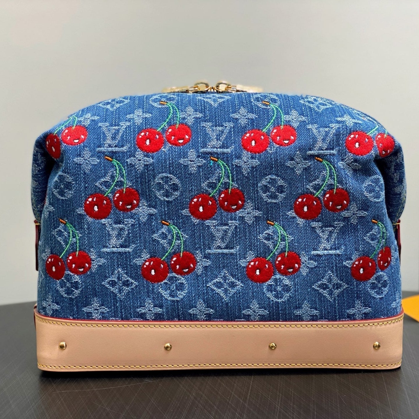 LV x TM Cosmetic Pouch GM 27cm Monogram Cherry Denim