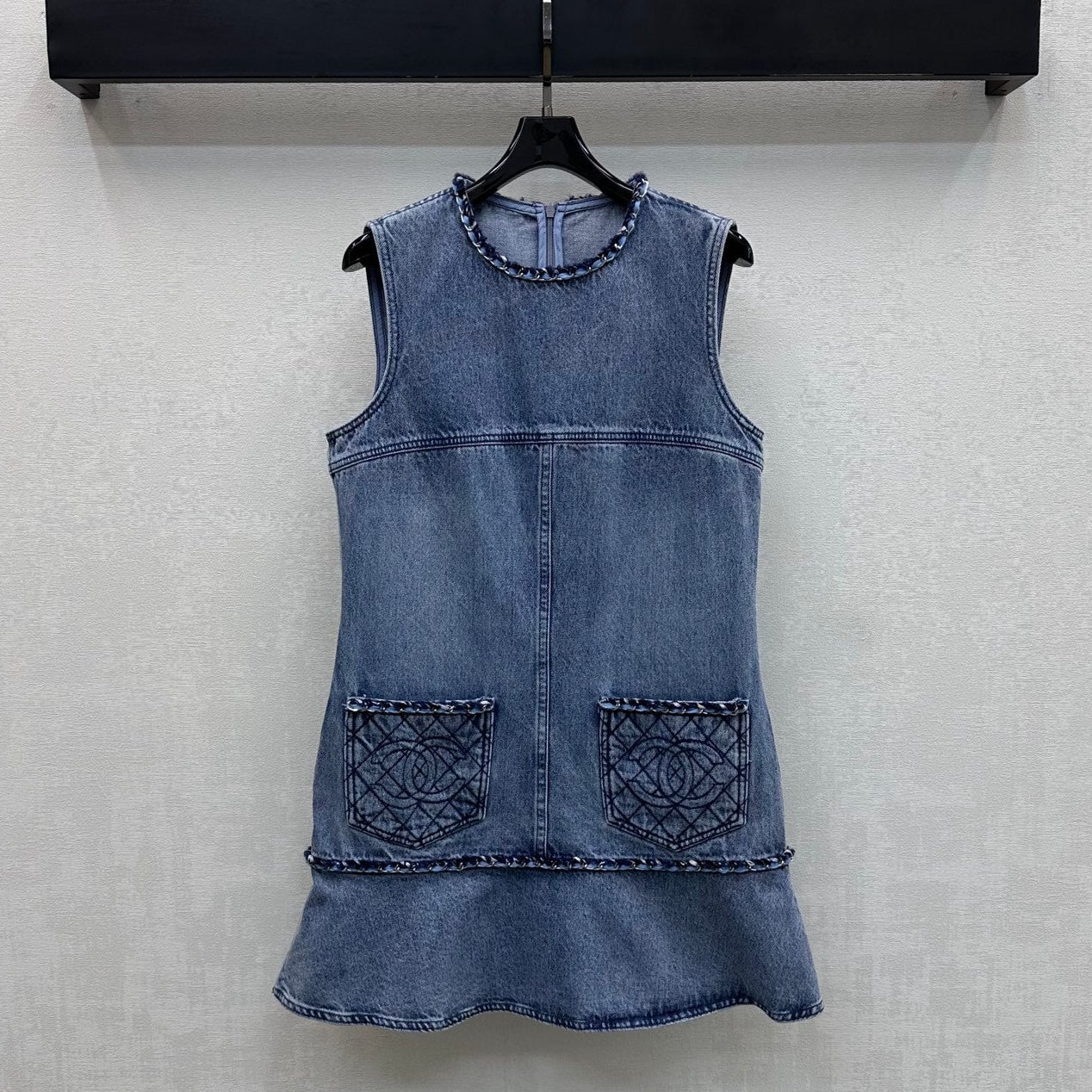 Chanel 2026 Embroidered Denim Vest Dress Blue Cotton 356148