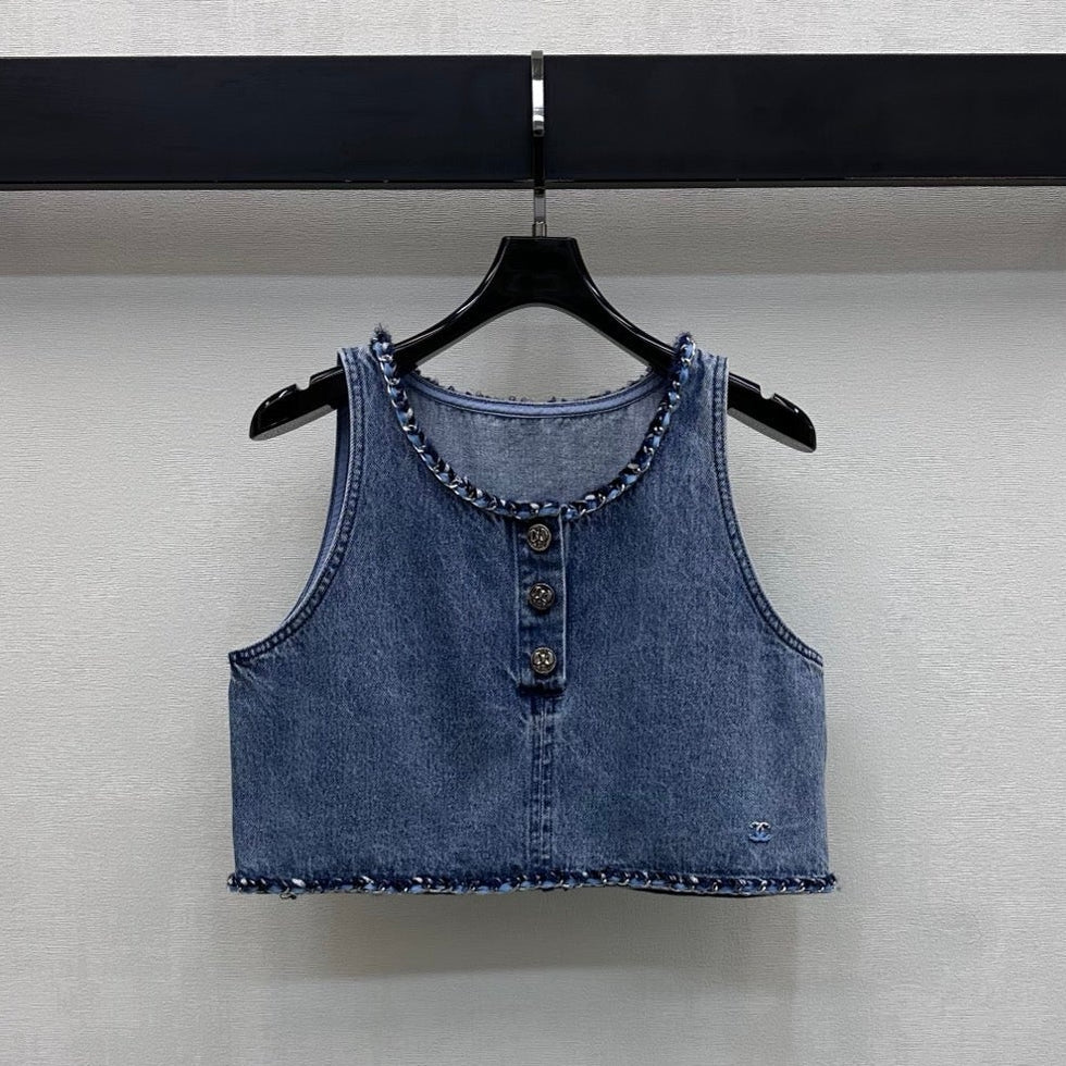 Chanel 2026 Denim Vest Blue Cotton 356145