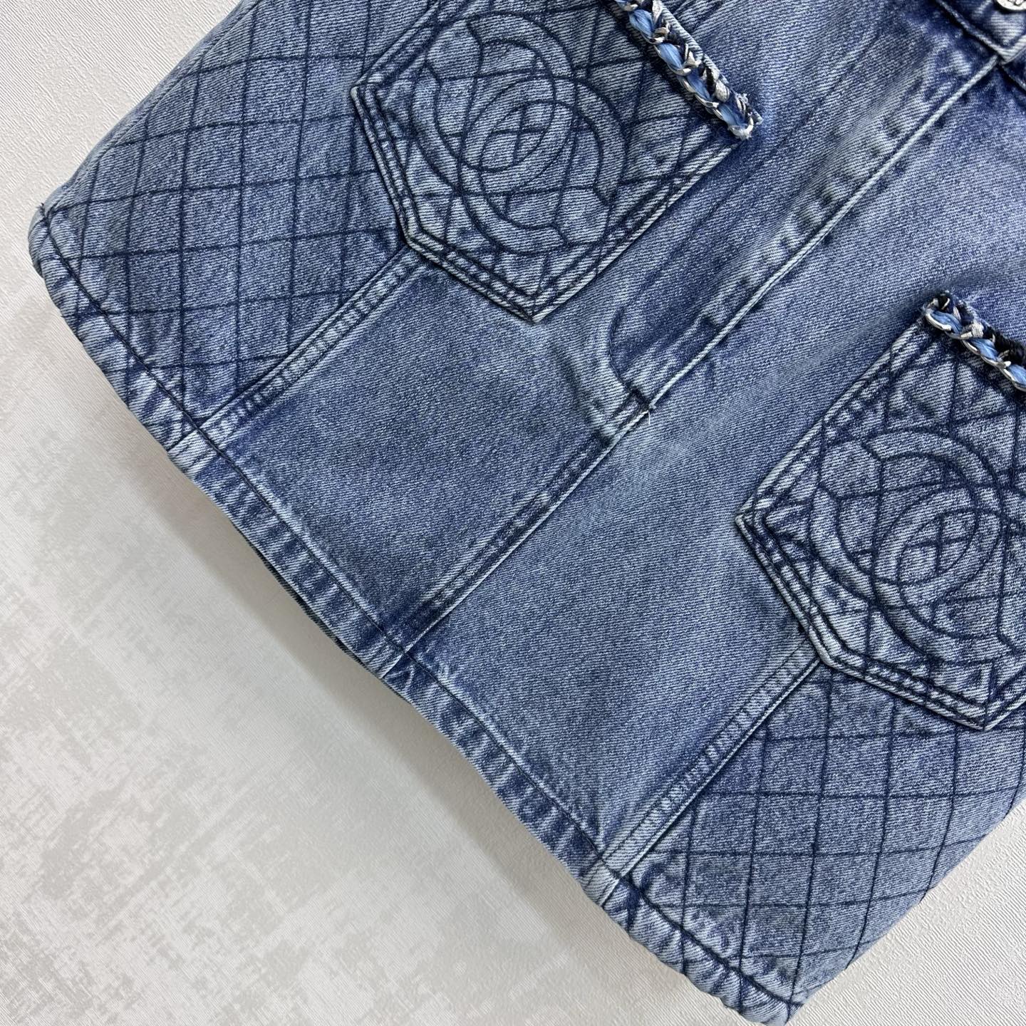 Chanel 2026 Denim Midi Skirt Blue Cotton 356137