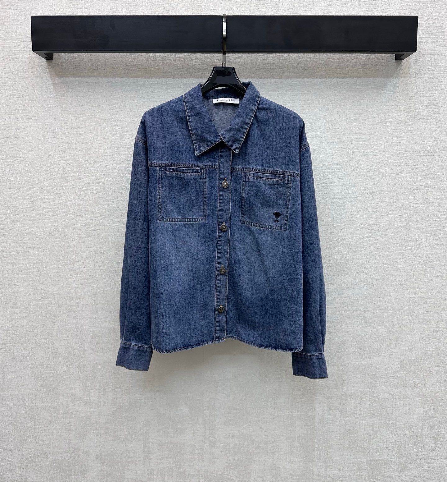 Dior 2026 Belted Denim Shirt With Black Belt Blue Cotton