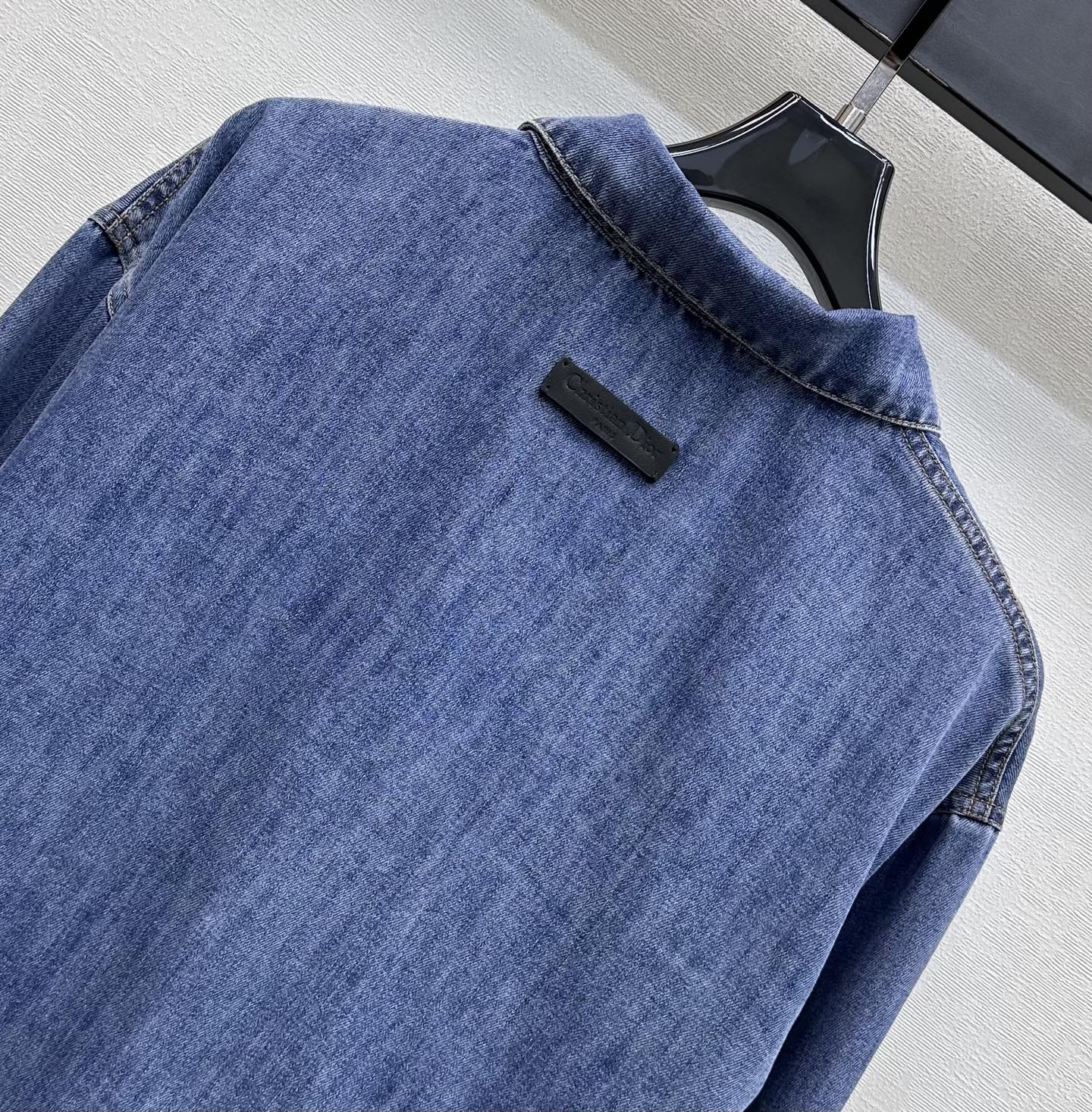 Dior 2026 Belted Denim Shirt With Black Belt Blue Cotton