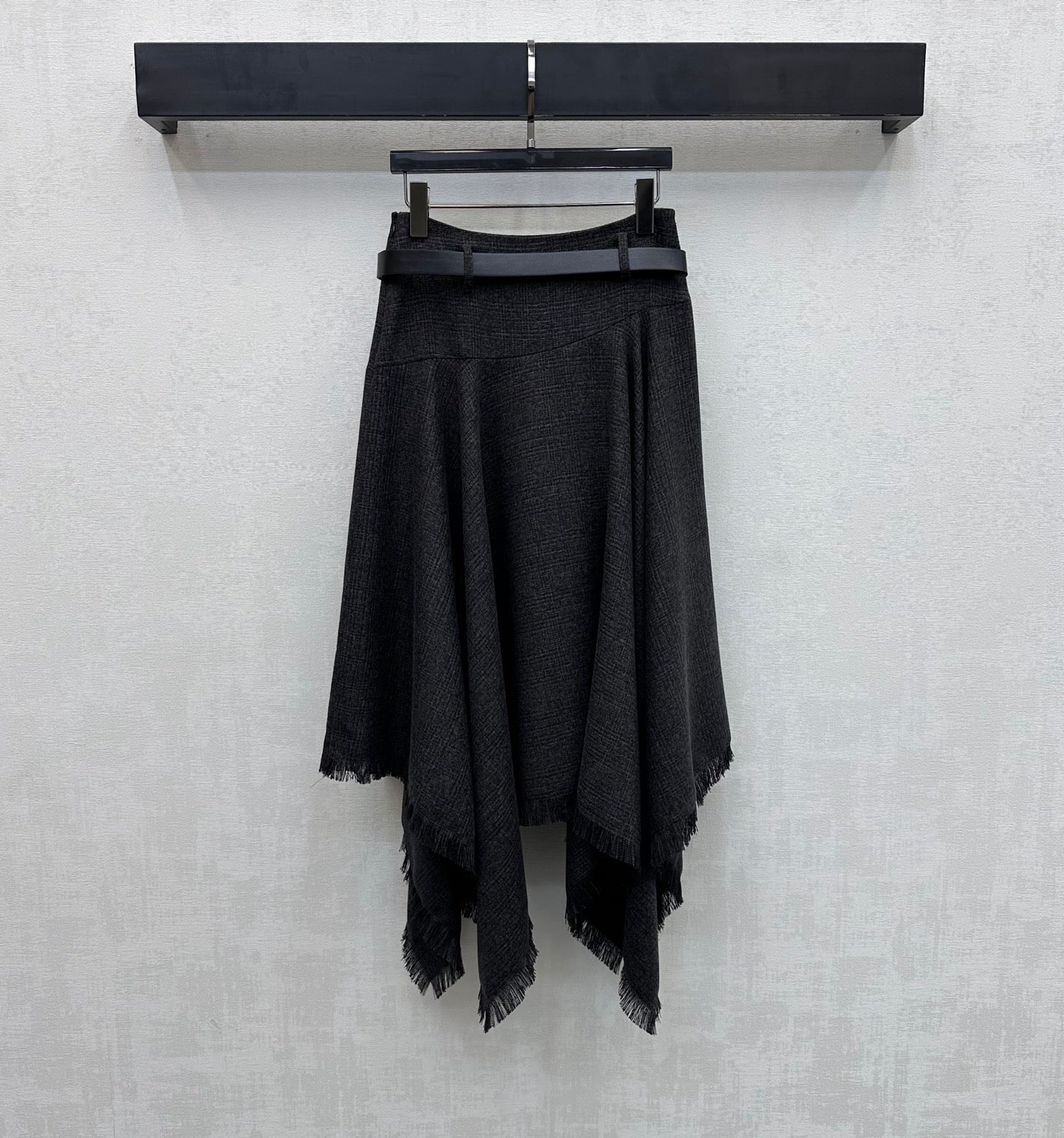 Miu Miu 2026 Asymmetrical Skirt With A Belted Waist Gray Polyester