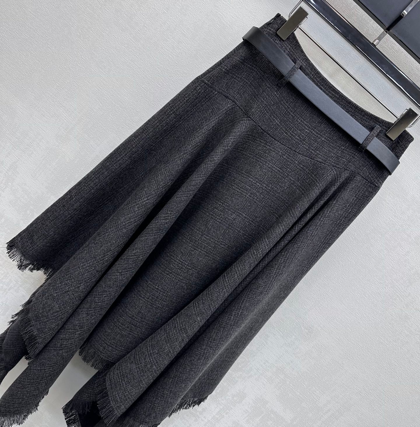 Miu Miu 2026 Asymmetrical Skirt With A Belted Waist Gray Polyester