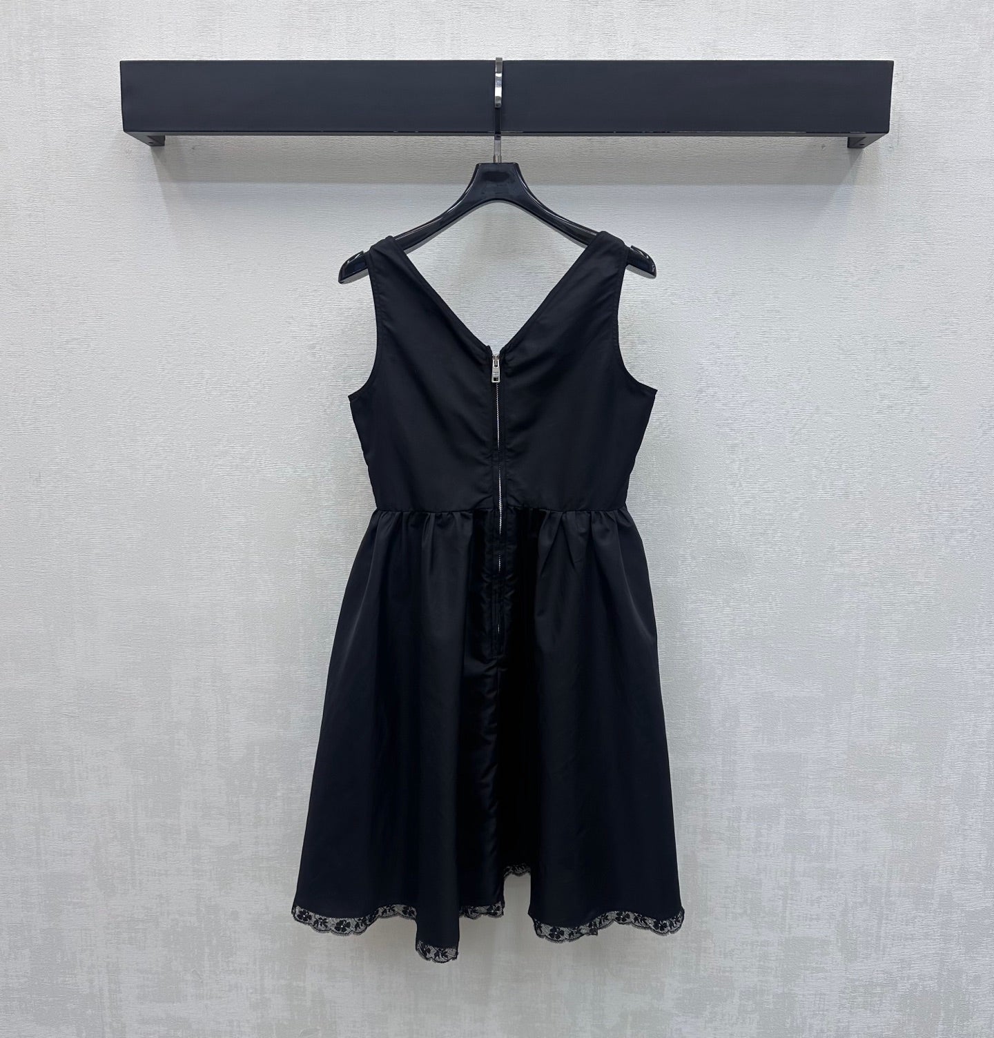 Prada 2026 Lace-Trimmed Vest Dress Black Polyester 396594