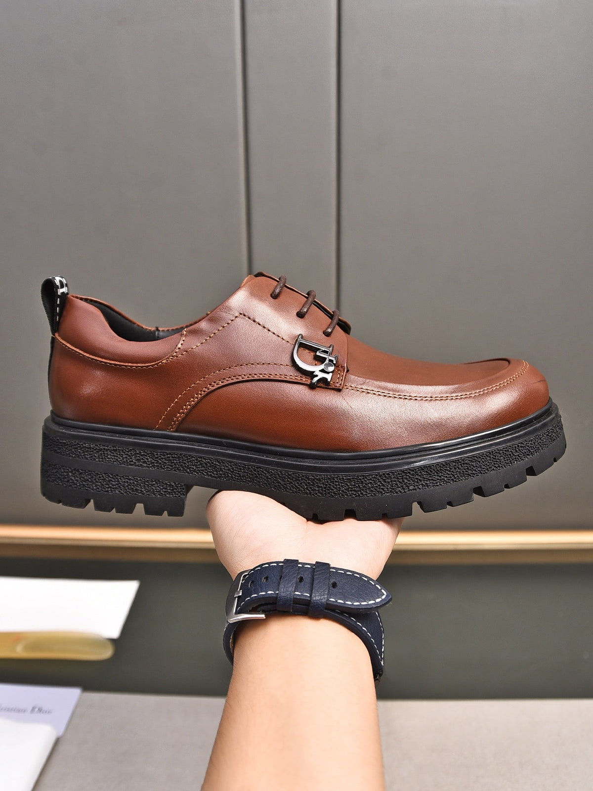 CD EXPLORER LACE-UP LOAFER BRICK CALFSKIN