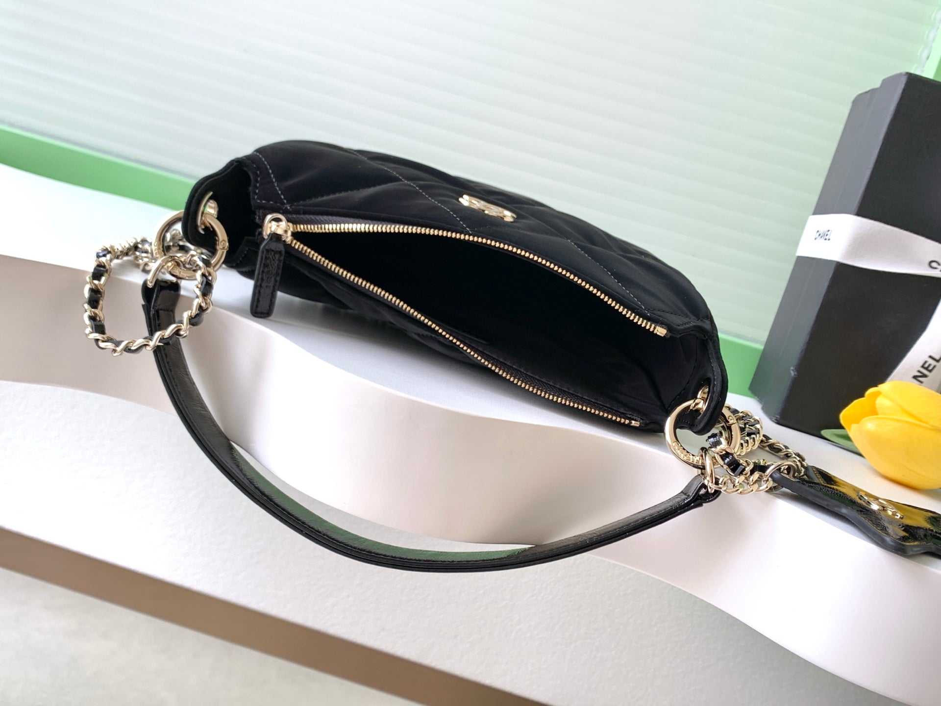 CC 2025 Black Velvet Crescent Bag