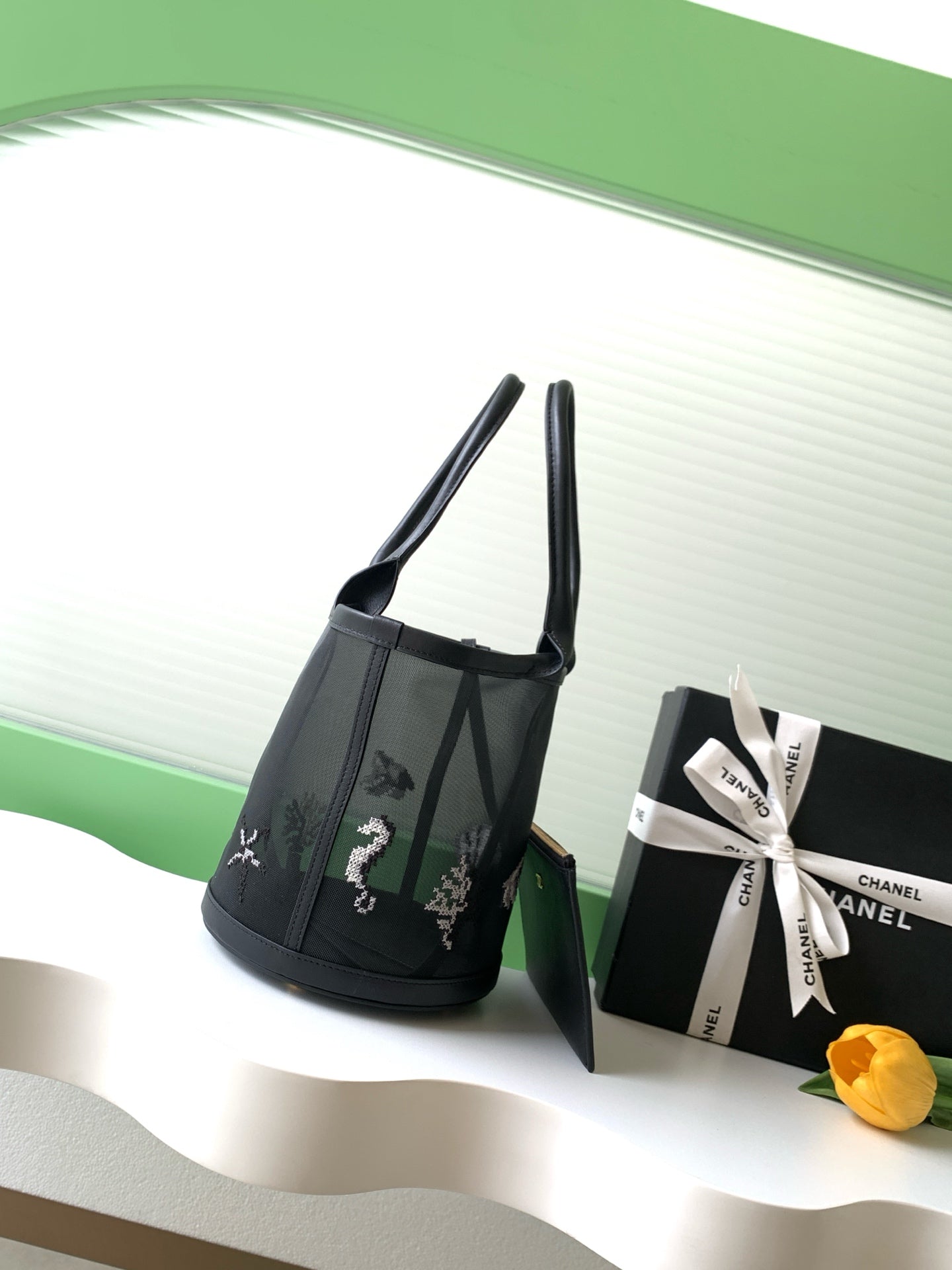 Chanel 2026 Tote Bag 31cm Black Mesh Leather 367729