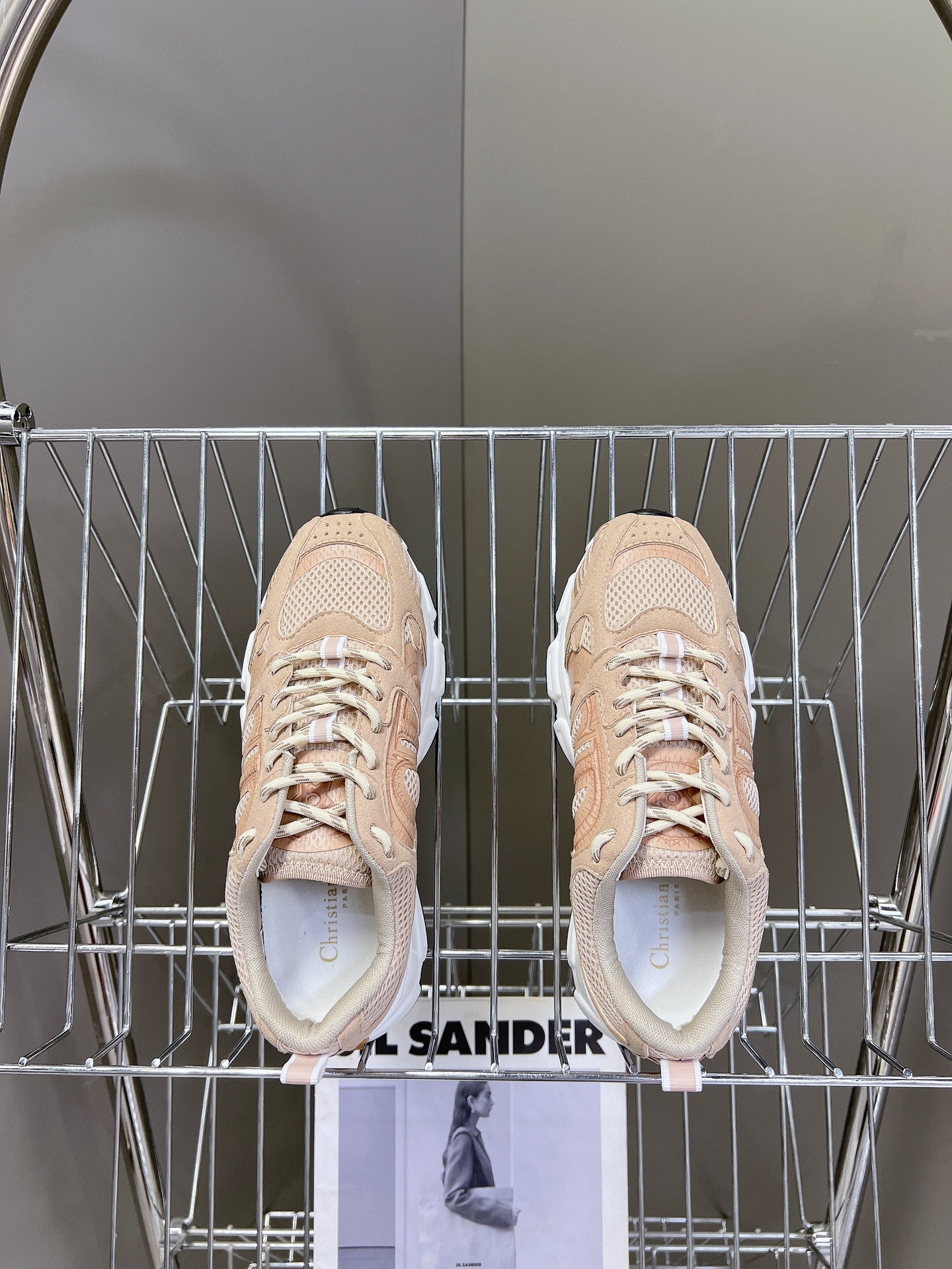 CD Chrono Sneaker In Nude Pink Mesh Fabric And Suede 989685